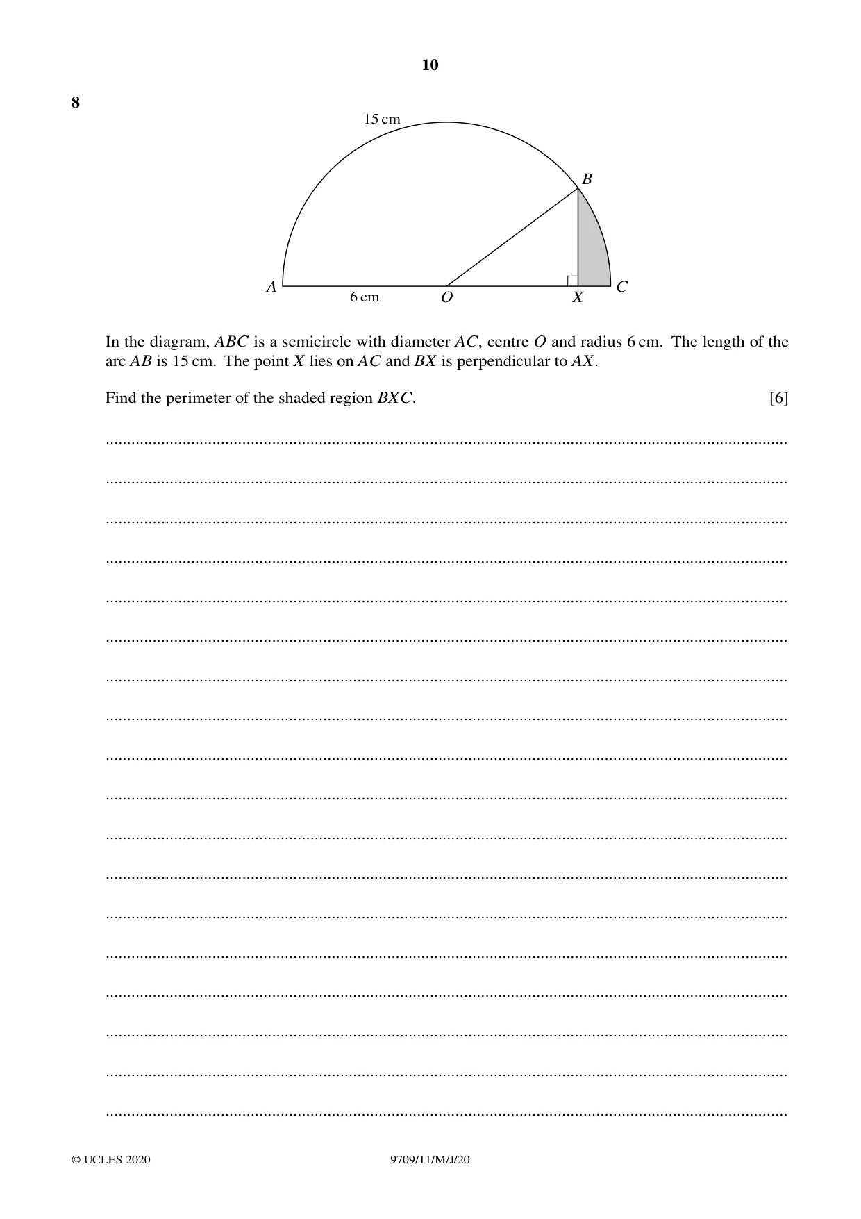 Cambridge A Level Mathematics 9709 2020 May/June Paper 1 · Variant 1 question paper, page 10 of 20