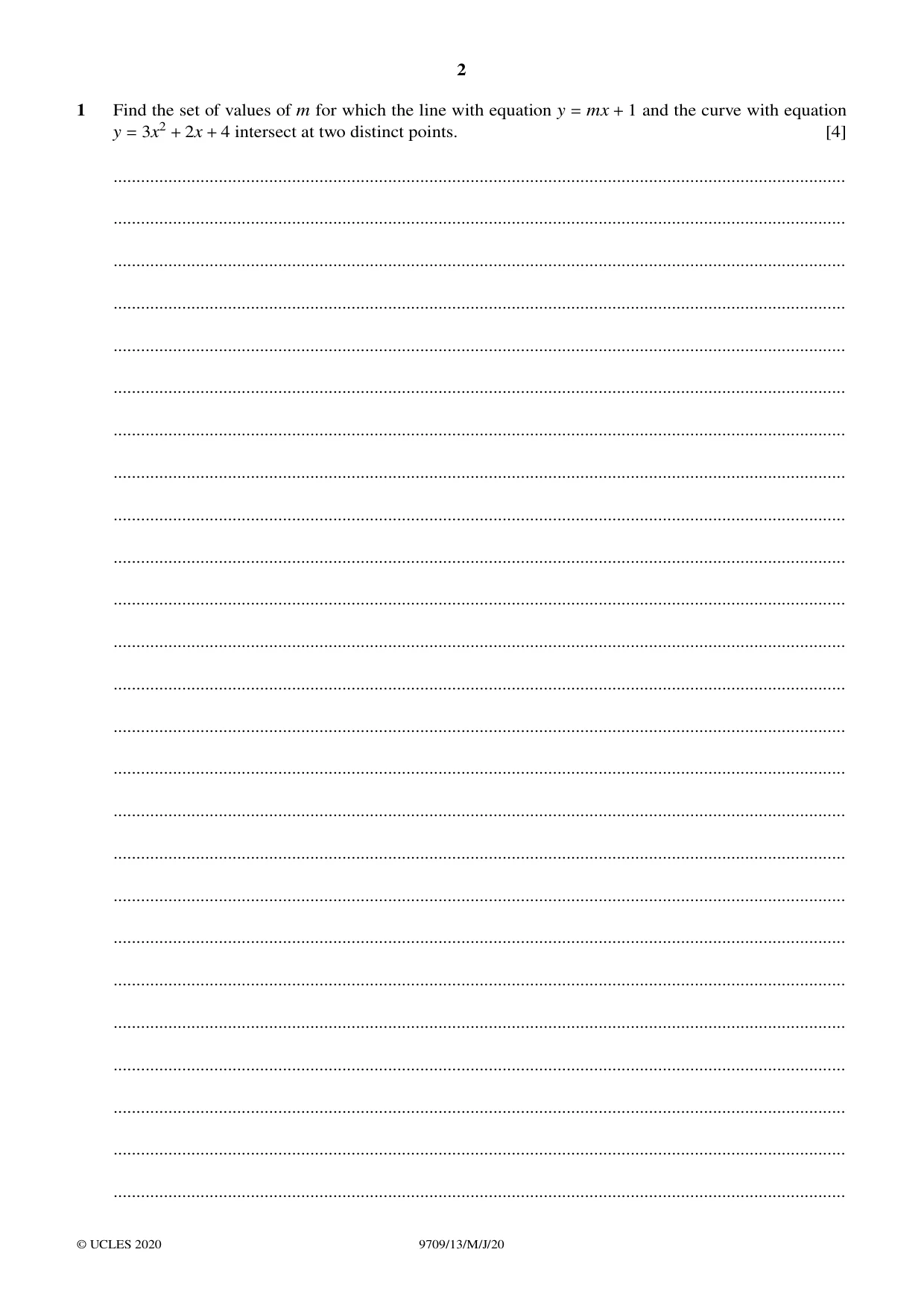 Cambridge A Level Mathematics 9709 2020 May/June Paper 1 · Variant 3 question paper, page 2 of 20