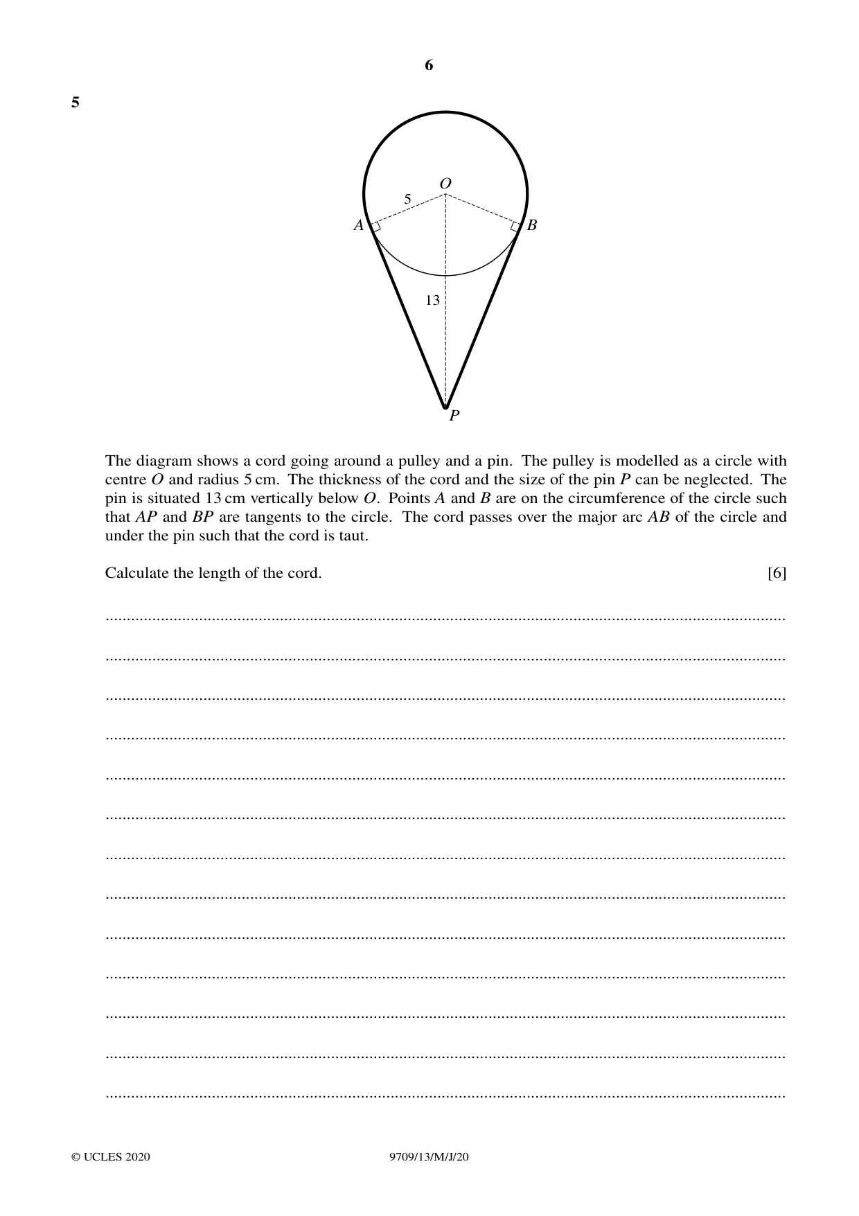 Cambridge A Level Mathematics 9709 2020 May/June Paper 1 · Variant 3 question paper, page 6 of 20
