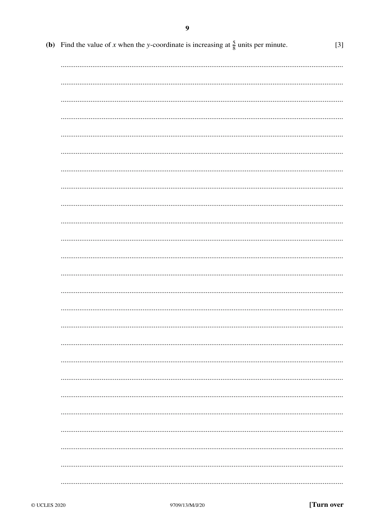 Cambridge A Level Mathematics 9709 2020 May/June Paper 1 · Variant 3 question paper, page 9 of 20