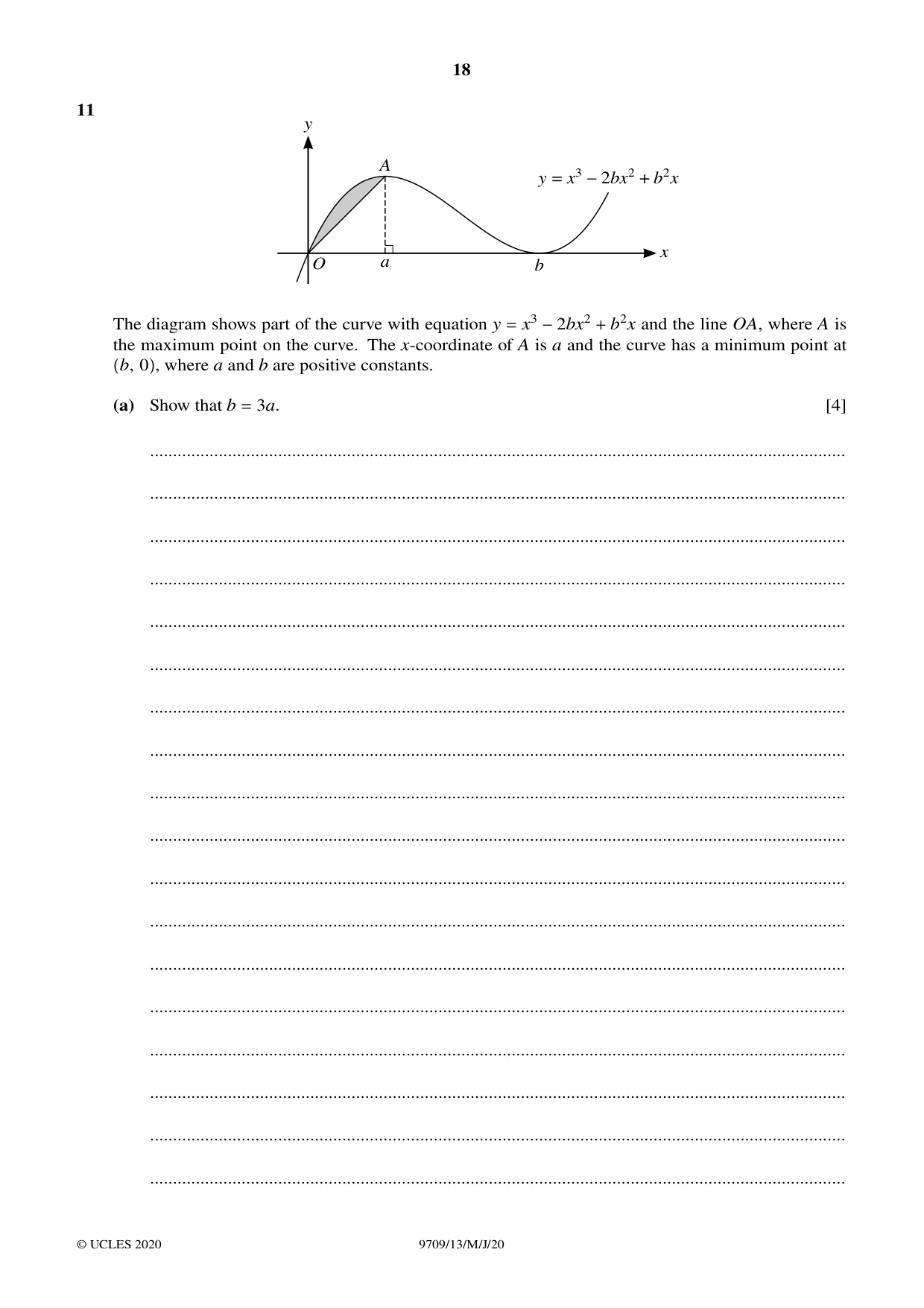 Cambridge A Level Mathematics 9709 2020 May/June Paper 1 · Variant 3 question paper, page 18 of 20