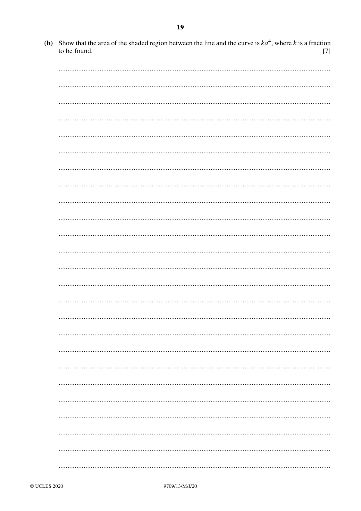 Cambridge A Level Mathematics 9709 2020 May/June Paper 1 · Variant 3 question paper, page 19 of 20