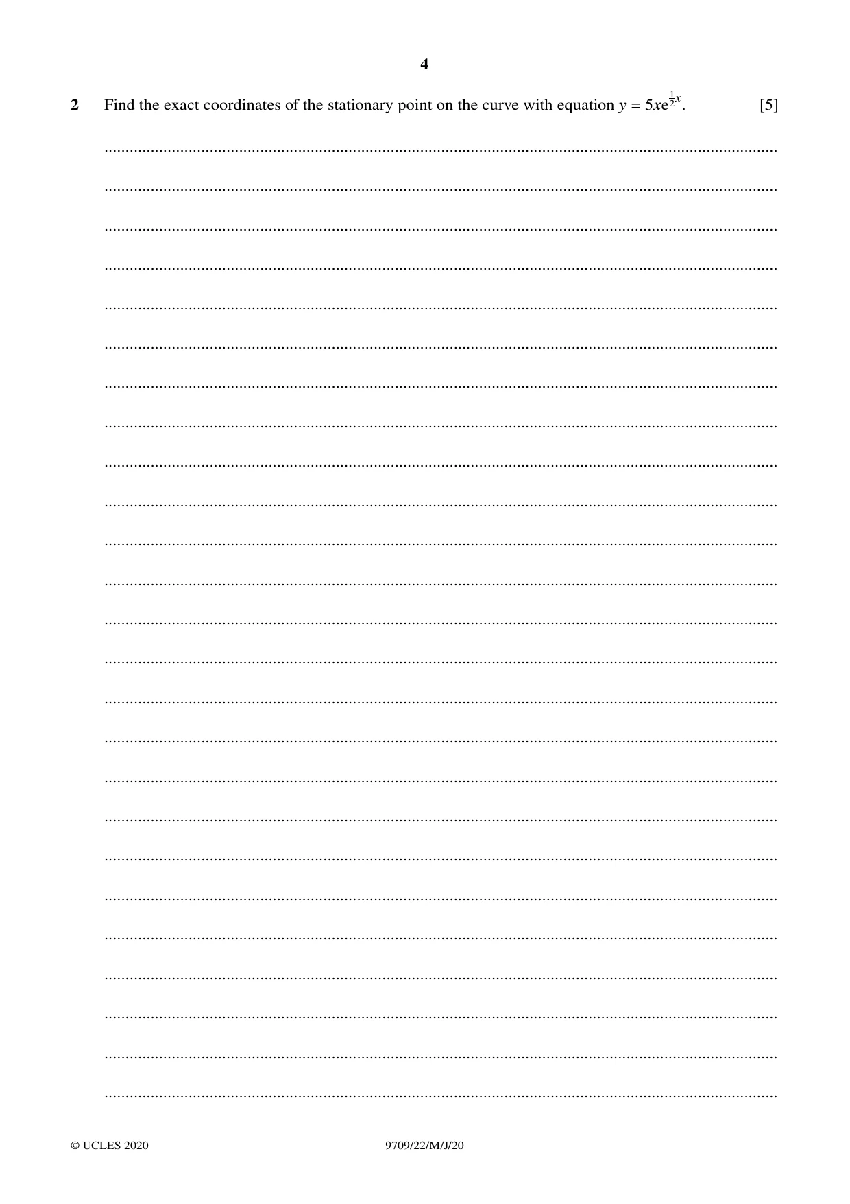 Cambridge A Level Mathematics 9709 2020 May/June Paper 2 · Variant 2 question paper, page 4 of 16