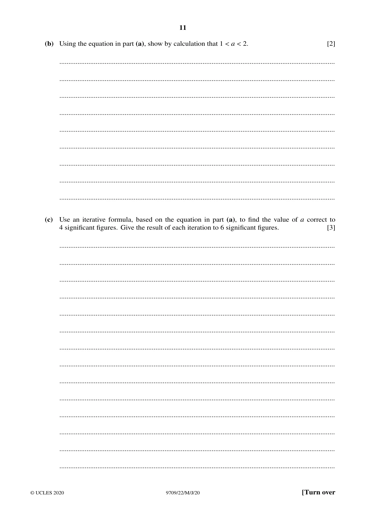 Cambridge A Level Mathematics 9709 2020 May/June Paper 2 · Variant 2 question paper, page 11 of 16