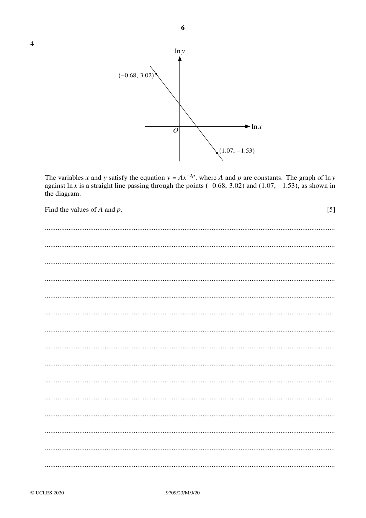 Cambridge A Level Mathematics 9709 2020 May/June Paper 2 · Variant 3 question paper, page 6 of 16