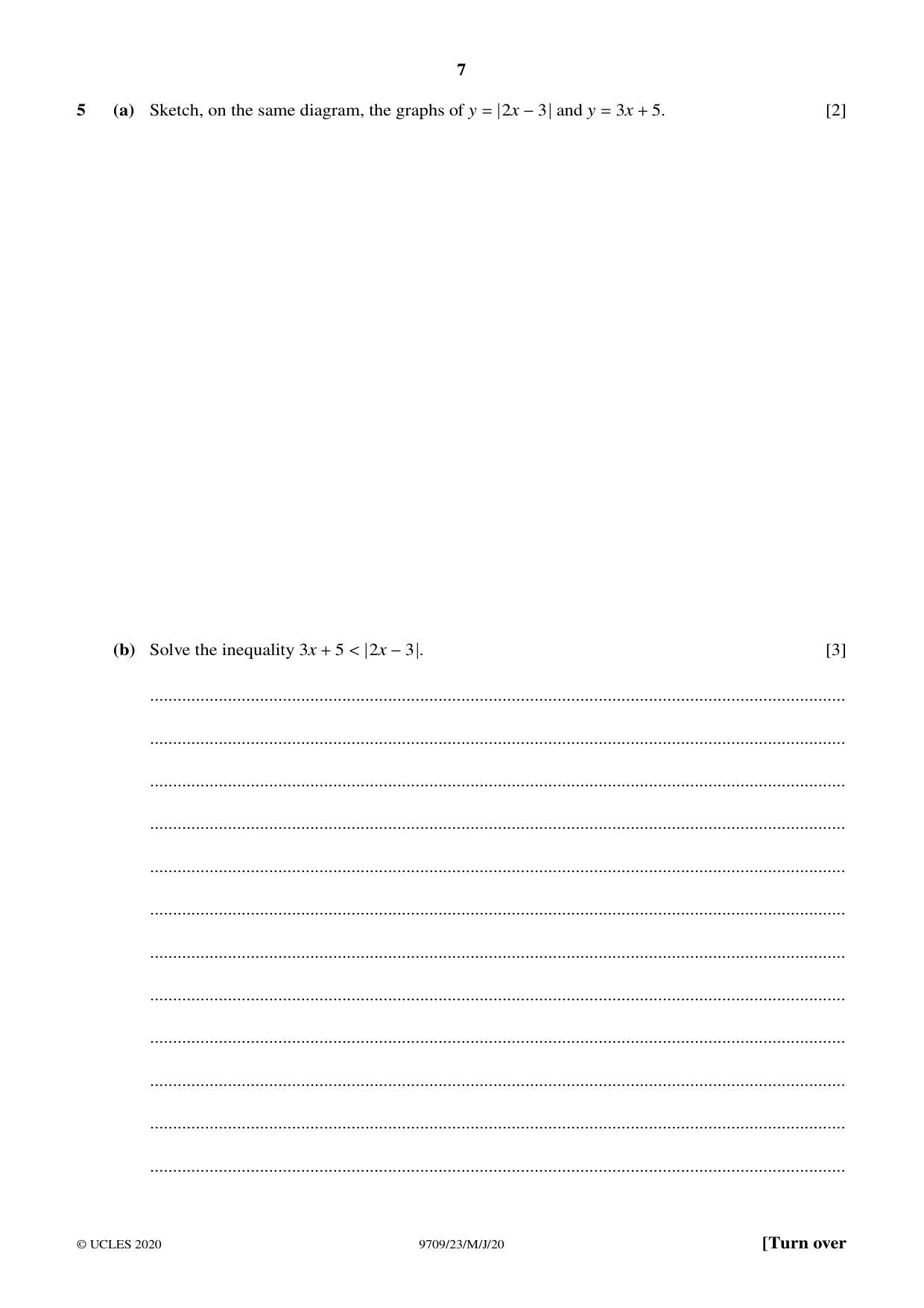 Cambridge A Level Mathematics 9709 2020 May/June Paper 2 · Variant 3 question paper, page 7 of 16