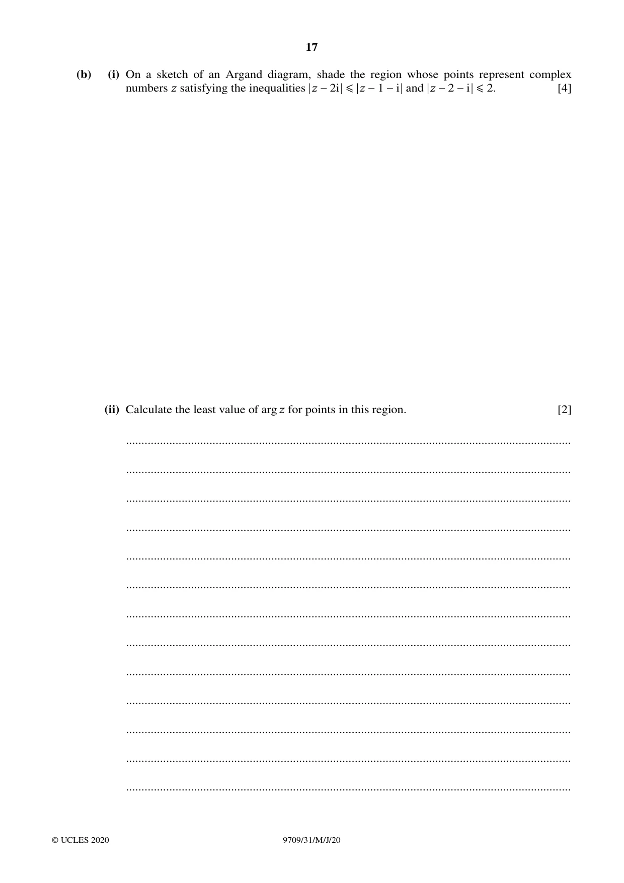 Cambridge A Level Mathematics 9709 2020 May/June Paper 3 · Variant 1 question paper, page 17 of 20