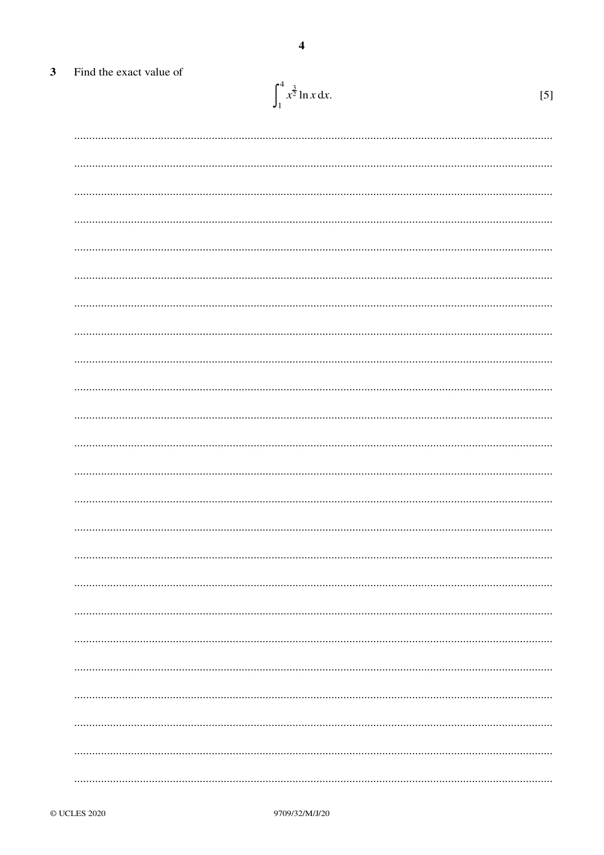 Cambridge A Level Mathematics 9709 2020 May/June Paper 3 · Variant 2 question paper, page 4 of 20