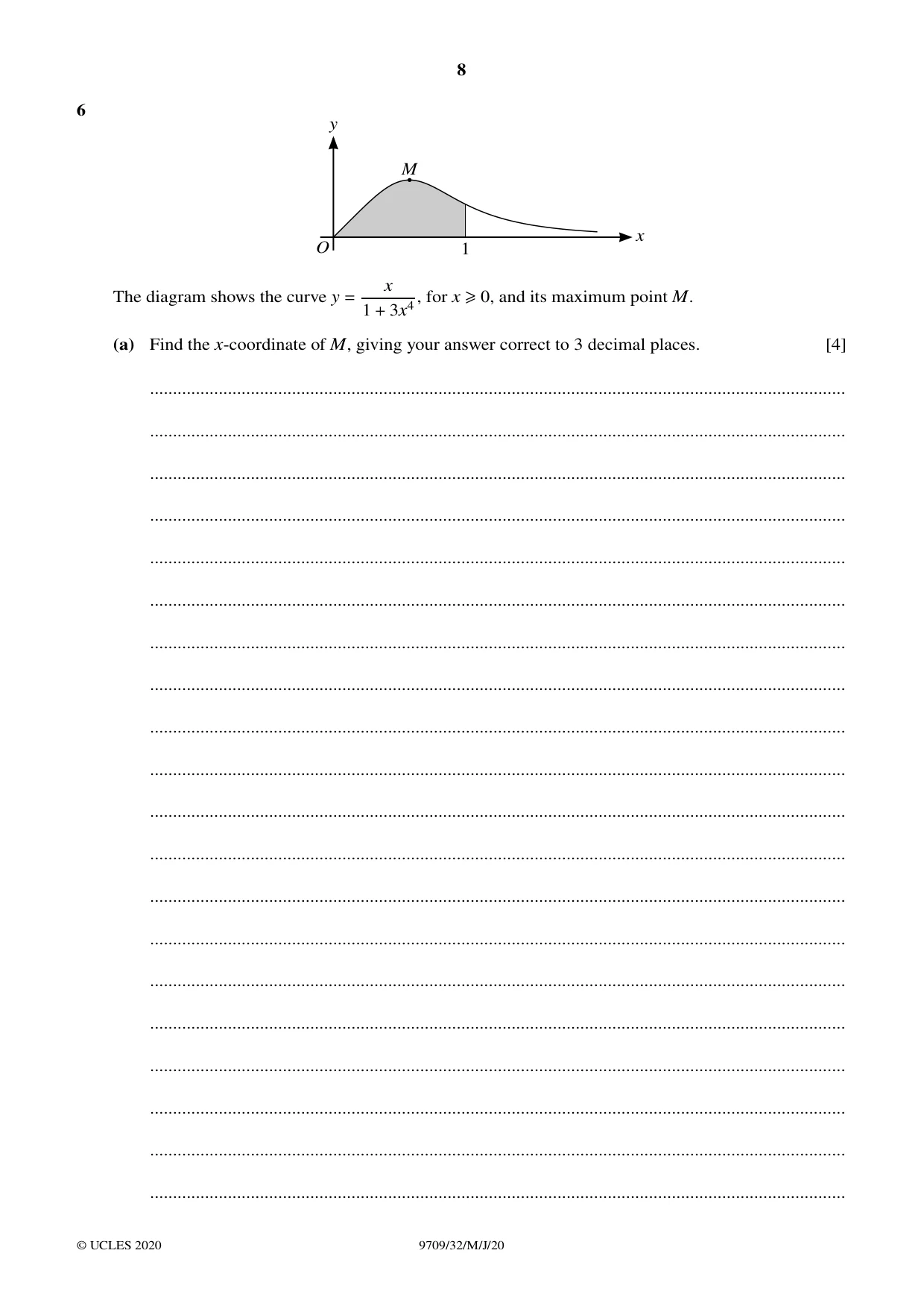 Cambridge A Level Mathematics 9709 2020 May/June Paper 3 · Variant 2 question paper, page 8 of 20
