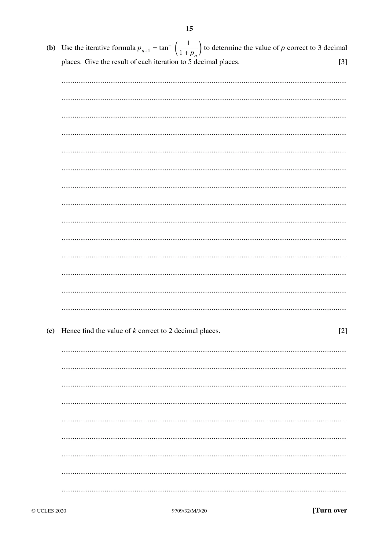 Cambridge A Level Mathematics 9709 2020 May/June Paper 3 · Variant 2 question paper, page 15 of 20