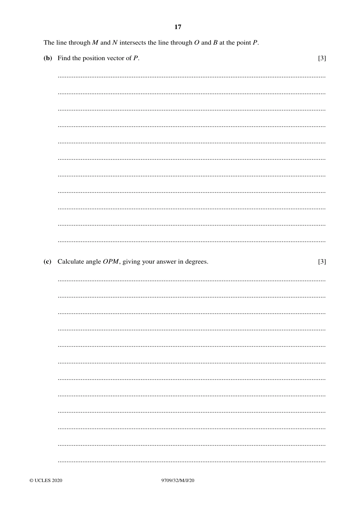Cambridge A Level Mathematics 9709 2020 May/June Paper 3 · Variant 2 question paper, page 17 of 20