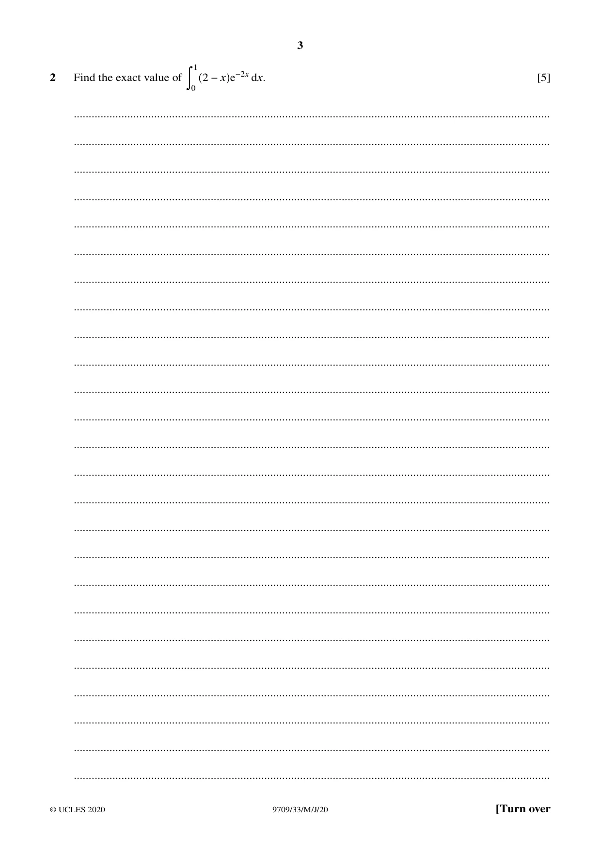 Cambridge A Level Mathematics 9709 2020 May/June Paper 3 · Variant 3 question paper, page 3 of 20