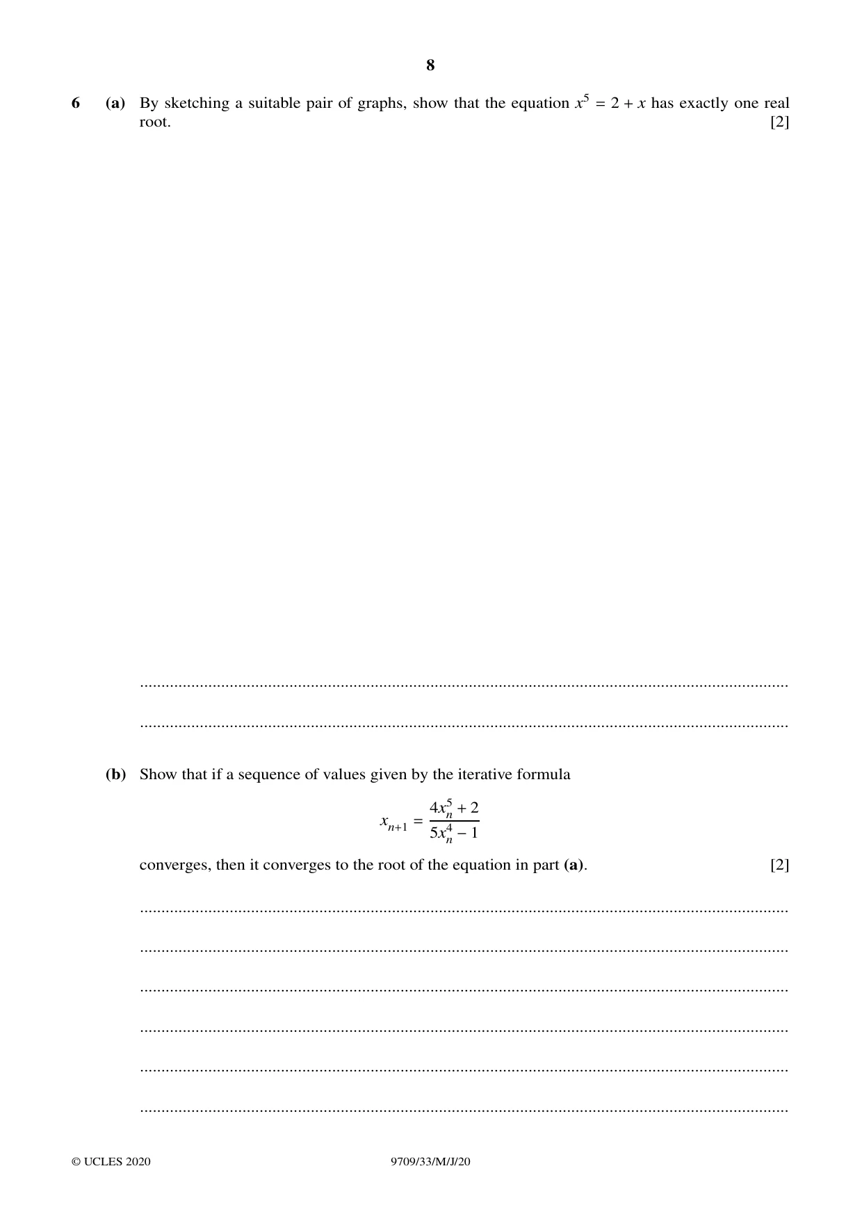 Cambridge A Level Mathematics 9709 2020 May/June Paper 3 · Variant 3 question paper, page 8 of 20