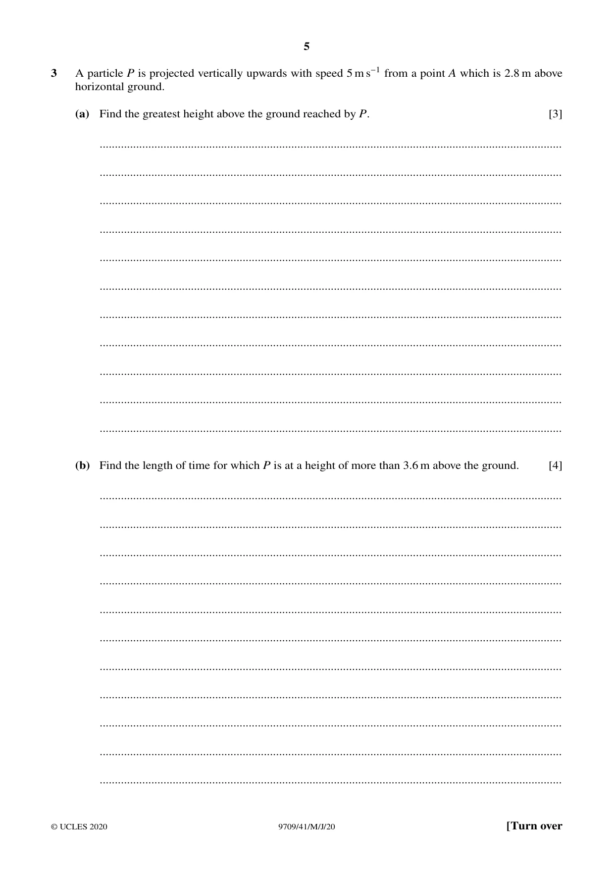 Cambridge A Level Mathematics 9709 2020 May/June Paper 4 · Variant 1 question paper, page 5 of 16
