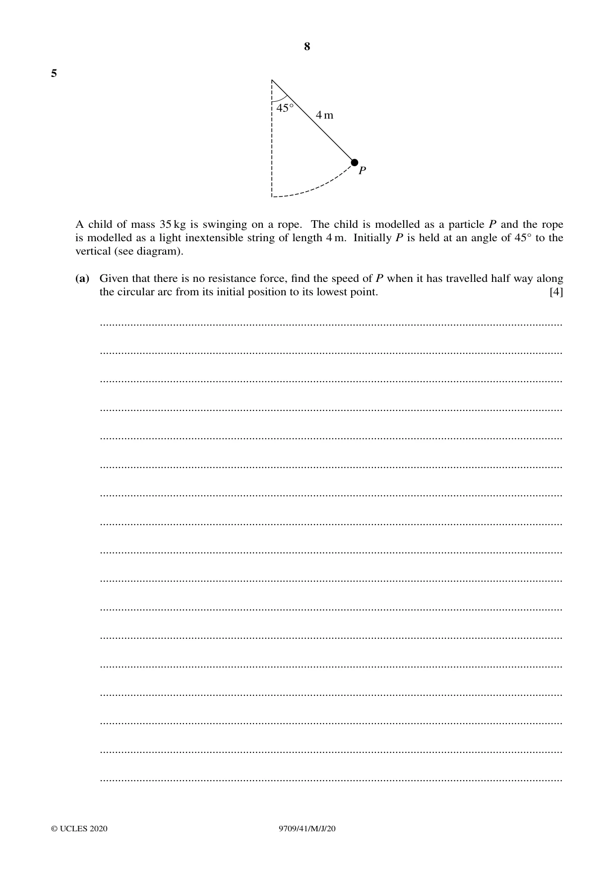 Cambridge A Level Mathematics 9709 2020 May/June Paper 4 · Variant 1 question paper, page 8 of 16