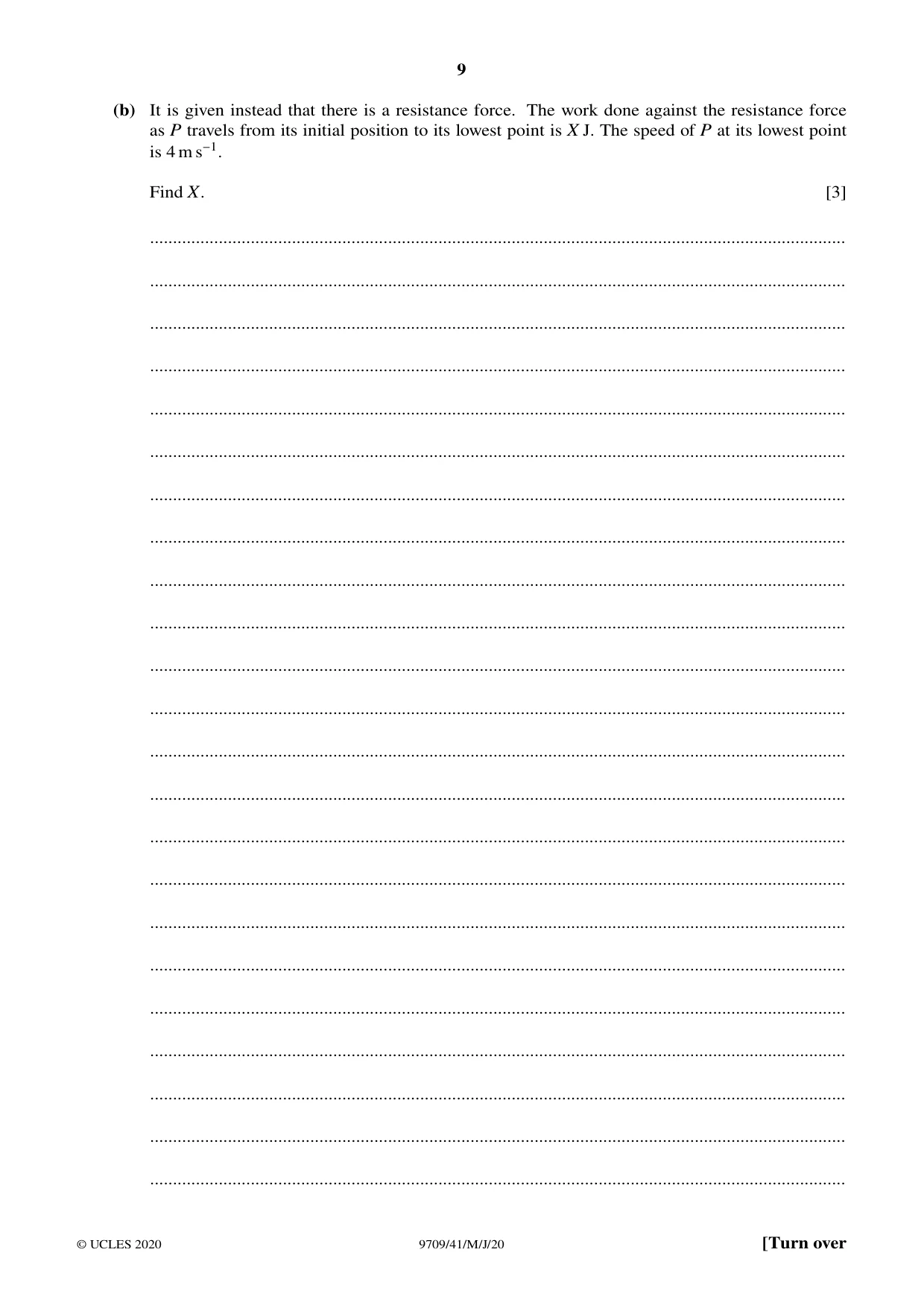 Cambridge A Level Mathematics 9709 2020 May/June Paper 4 · Variant 1 question paper, page 9 of 16