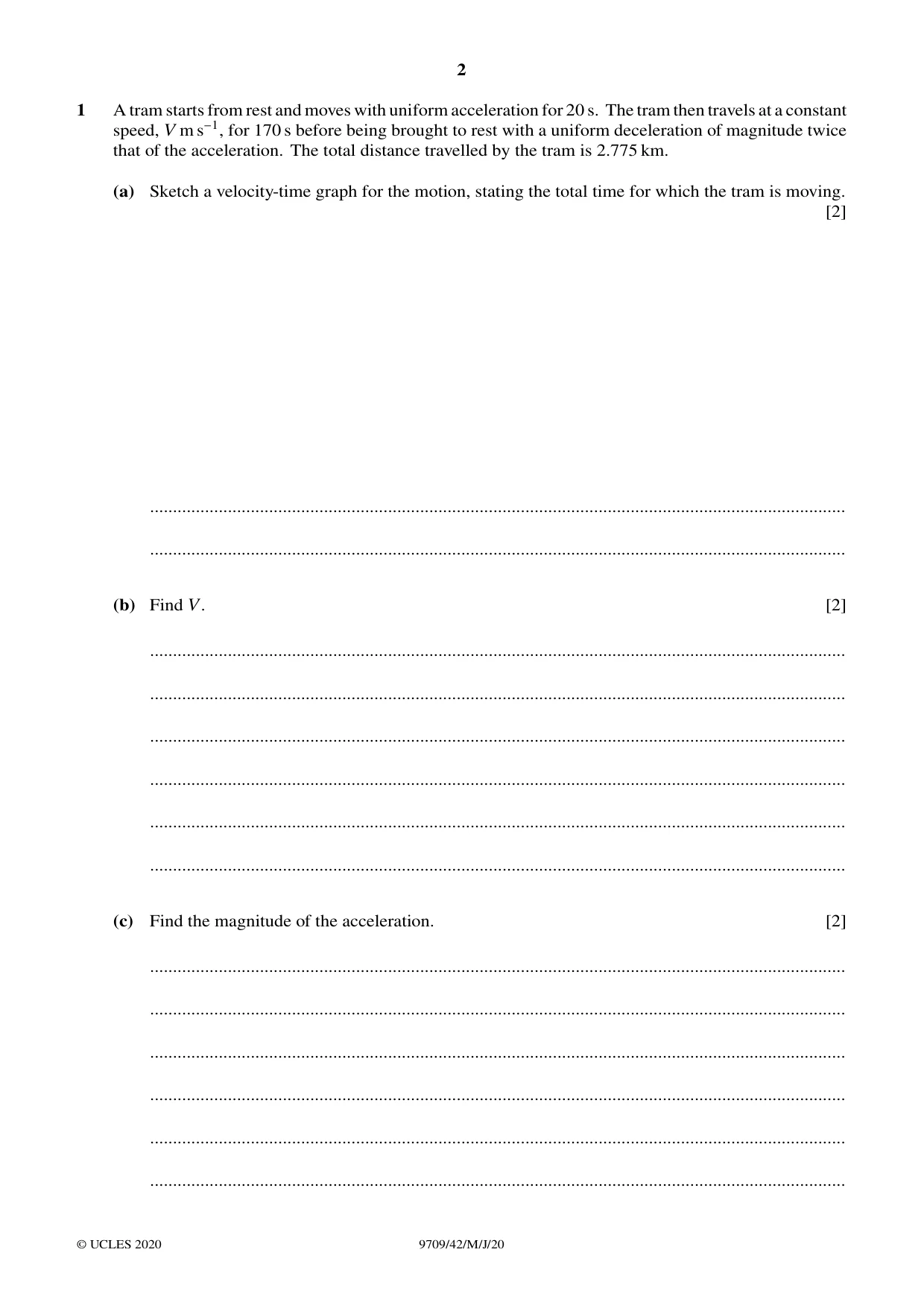 Cambridge A Level Mathematics 9709 2020 May/June Paper 4 · Variant 2 question paper, page 2 of 12
