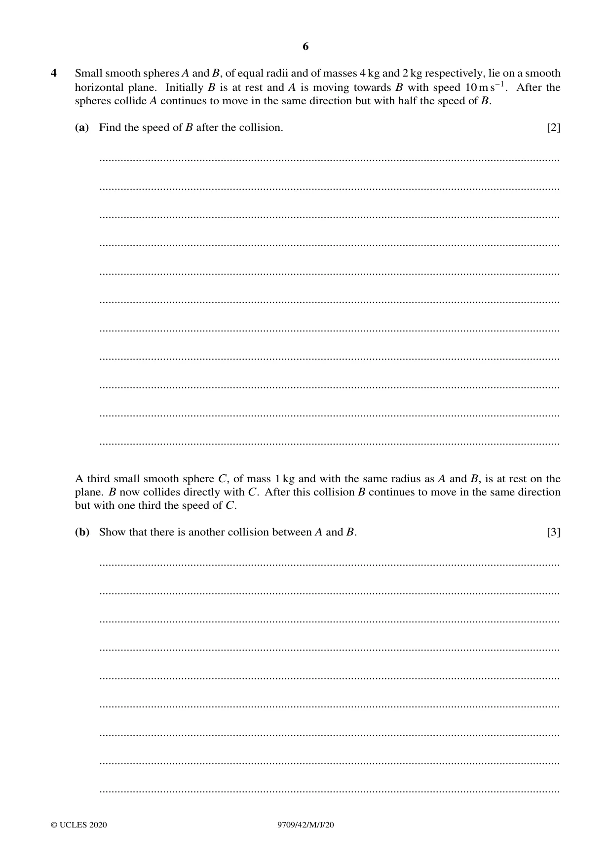 Cambridge A Level Mathematics 9709 2020 May/June Paper 4 · Variant 2 question paper, page 6 of 12