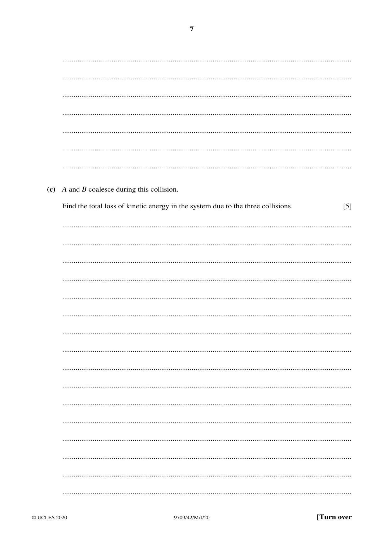 Cambridge A Level Mathematics 9709 2020 May/June Paper 4 · Variant 2 question paper, page 7 of 12