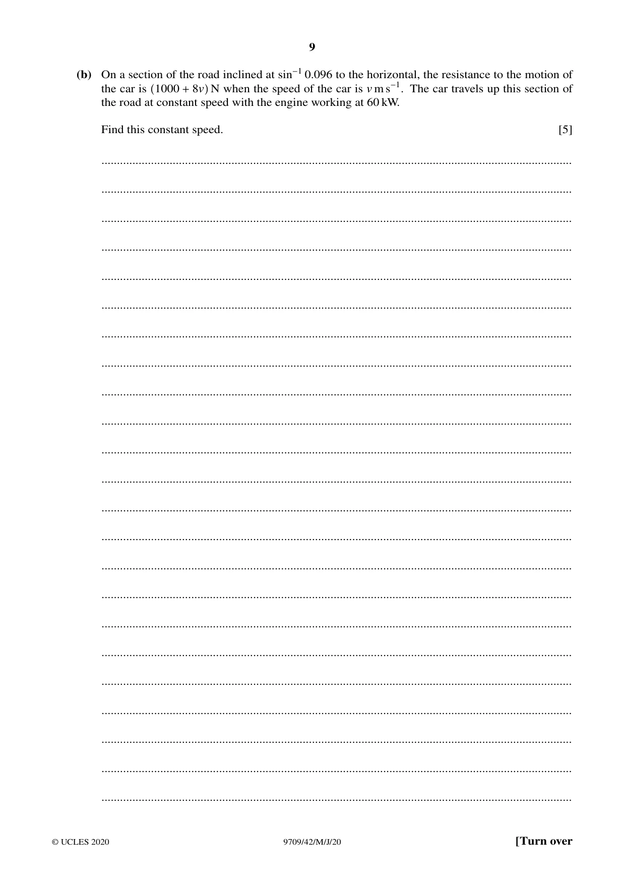 Cambridge A Level Mathematics 9709 2020 May/June Paper 4 · Variant 2 question paper, page 9 of 12