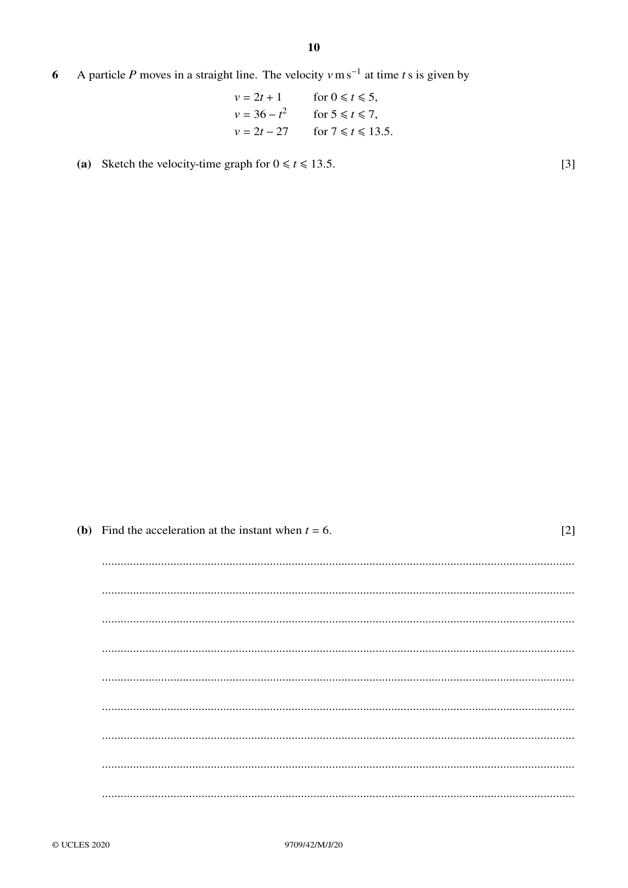 Cambridge A Level Mathematics 9709 2020 May/June Paper 4 · Variant 2 question paper, page 10 of 12