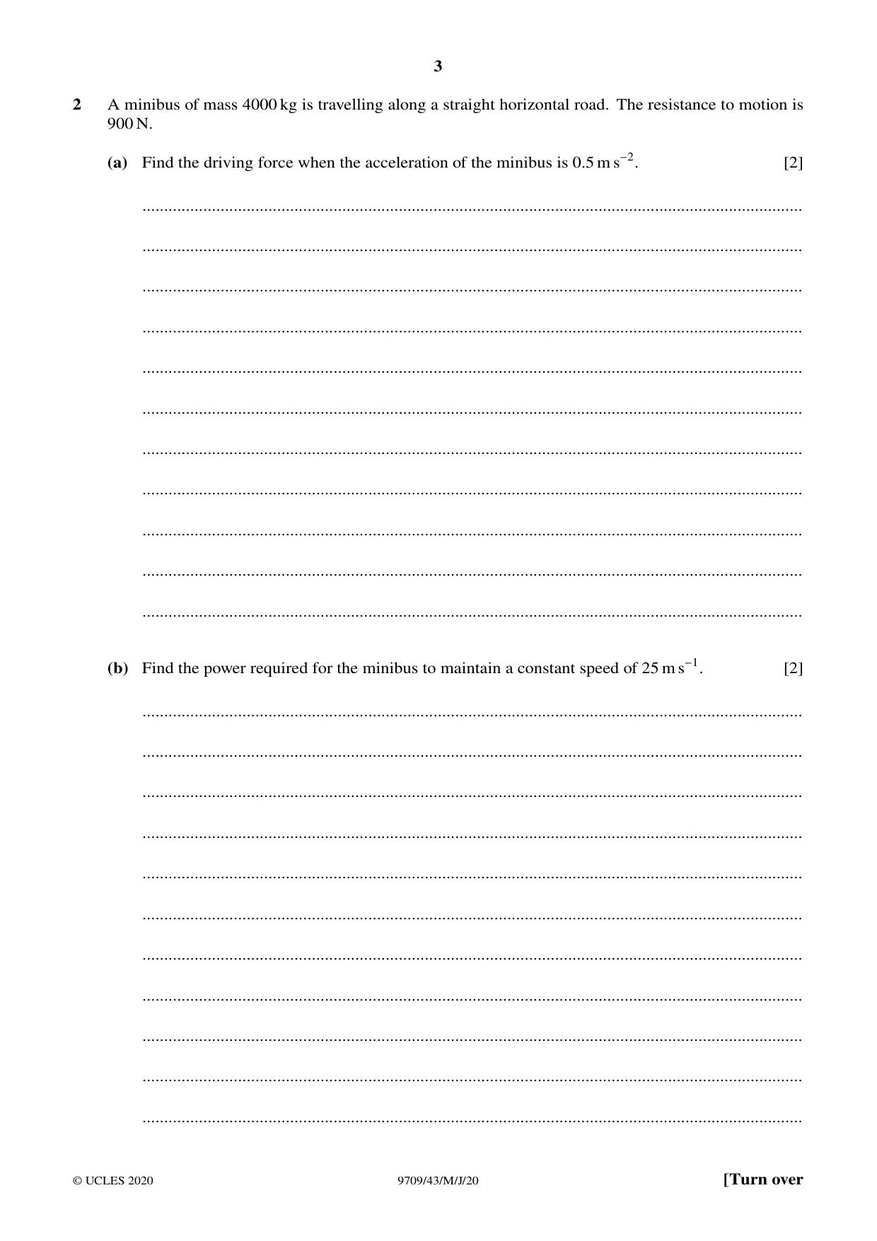 Cambridge A Level Mathematics 9709 2020 May/June Paper 4 · Variant 3 question paper, page 3 of 12