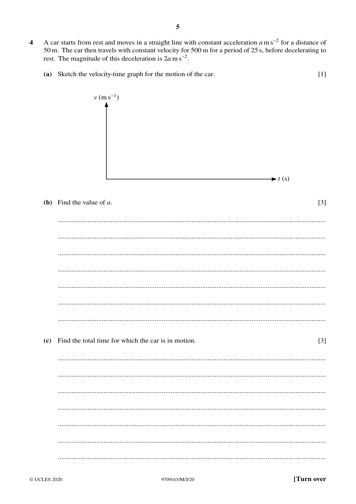 Cambridge A Level Mathematics 9709 2020 May/June Paper 4 · Variant 3 question paper, page 5 of 12