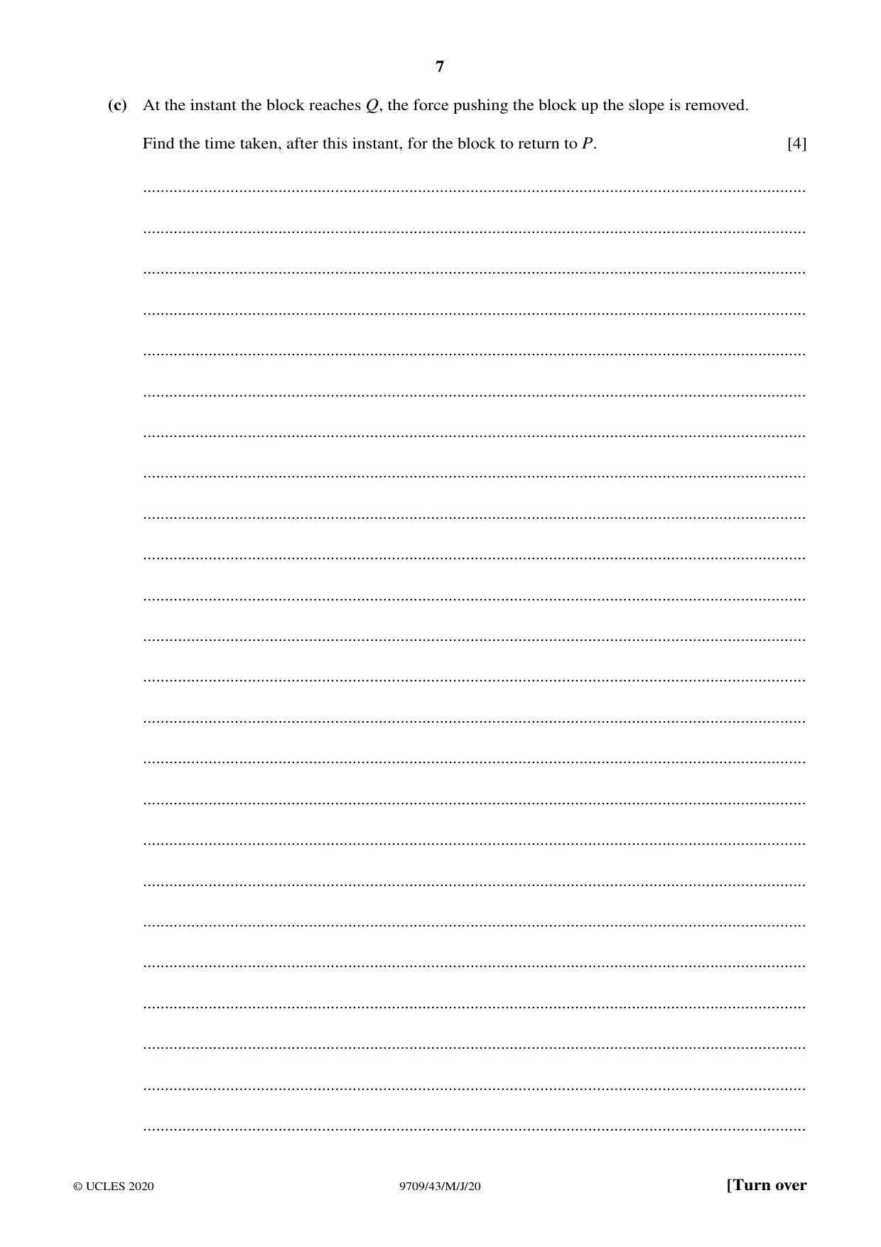 Cambridge A Level Mathematics 9709 2020 May/June Paper 4 · Variant 3 question paper, page 7 of 12