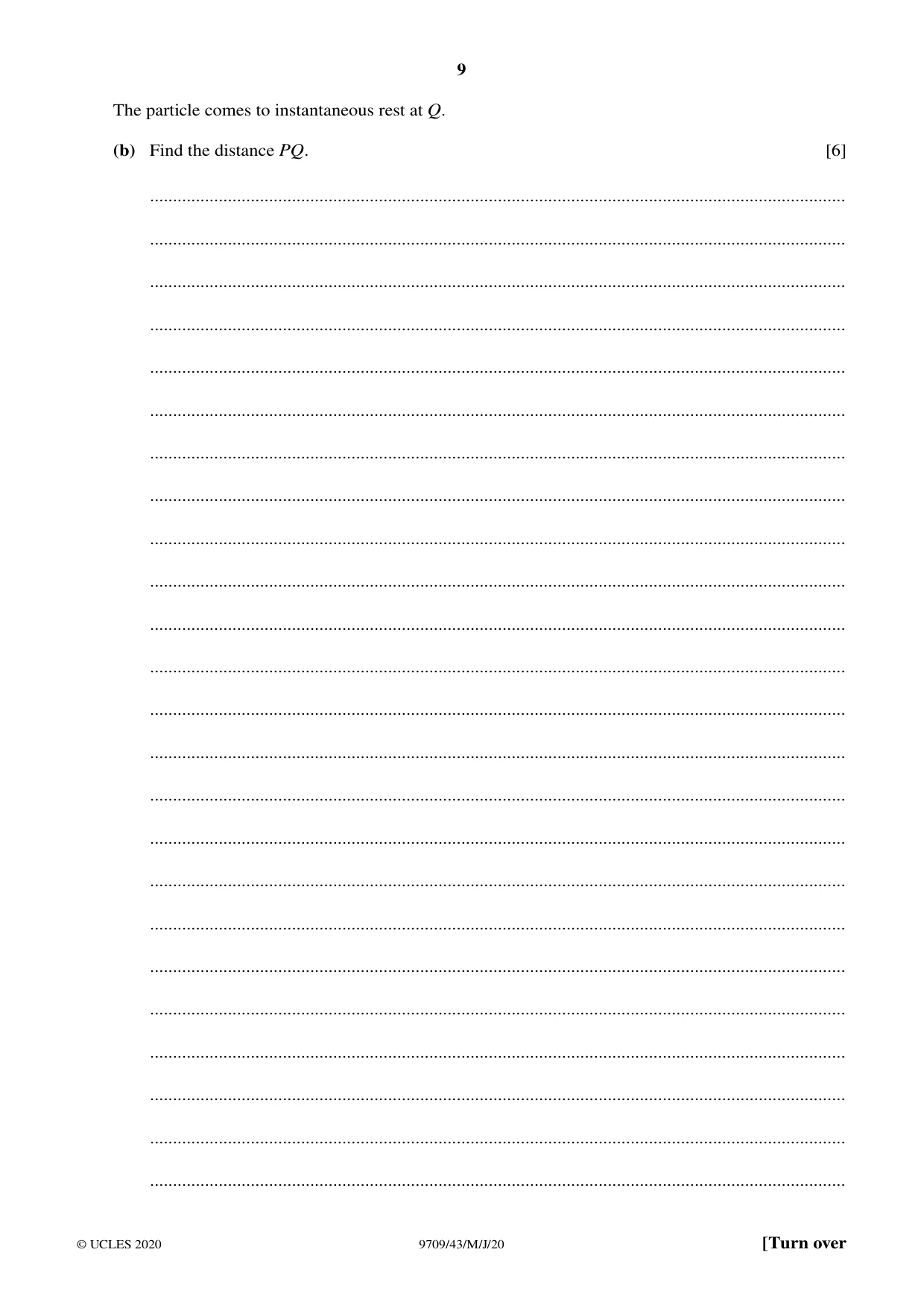 Cambridge A Level Mathematics 9709 2020 May/June Paper 4 · Variant 3 question paper, page 9 of 12