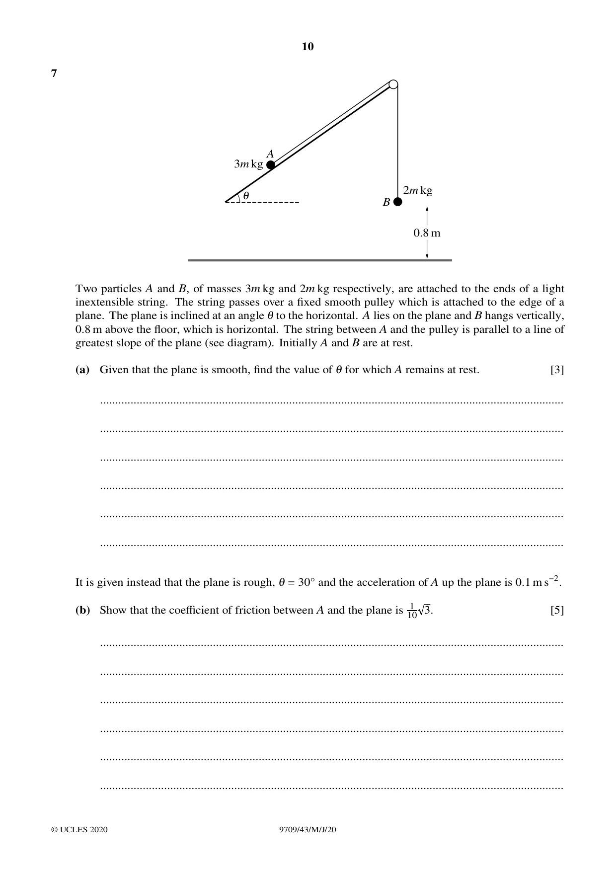 Cambridge A Level Mathematics 9709 2020 May/June Paper 4 · Variant 3 question paper, page 10 of 12