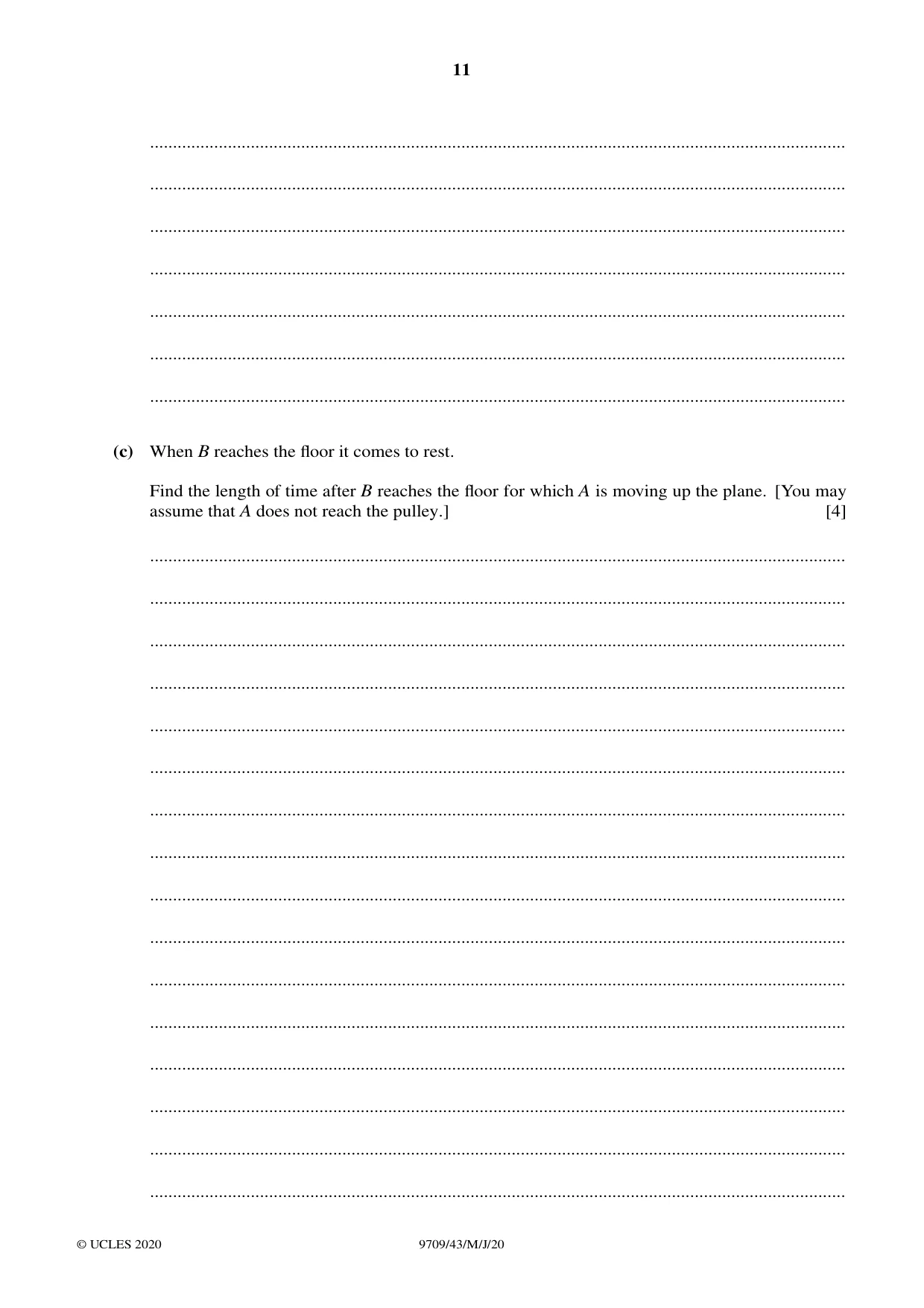 Cambridge A Level Mathematics 9709 2020 May/June Paper 4 · Variant 3 question paper, page 11 of 12