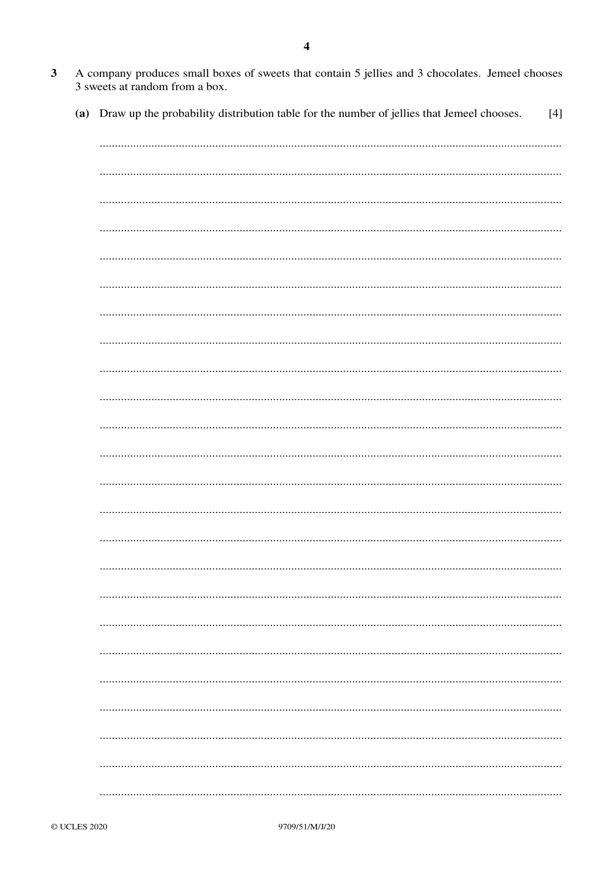 Cambridge A Level Mathematics 9709 2020 May/June Paper 5 · Variant 1 question paper, page 4 of 16