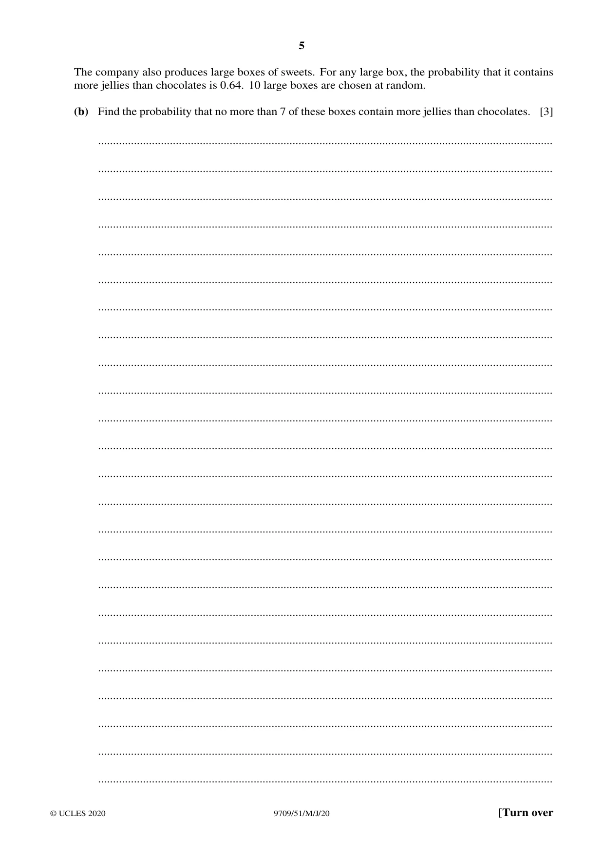 Cambridge A Level Mathematics 9709 2020 May/June Paper 5 · Variant 1 question paper, page 5 of 16