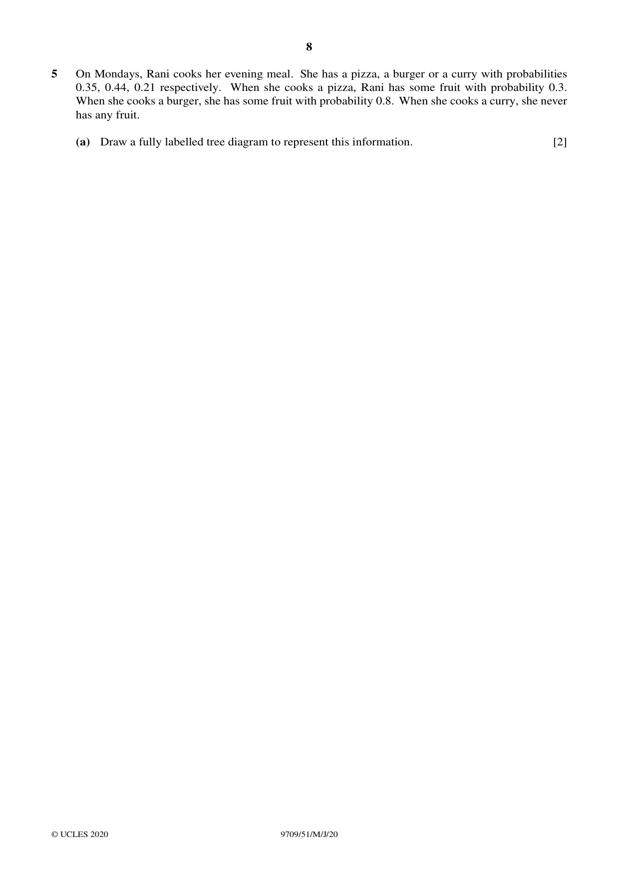 Cambridge A Level Mathematics 9709 2020 May/June Paper 5 · Variant 1 question paper, page 8 of 16