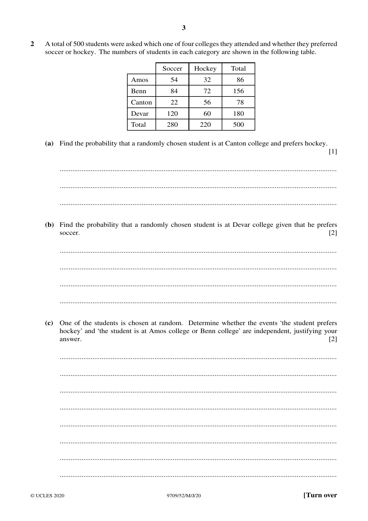 Cambridge A Level Mathematics 9709 2020 May/June Paper 5 · Variant 2 question paper, page 3 of 16