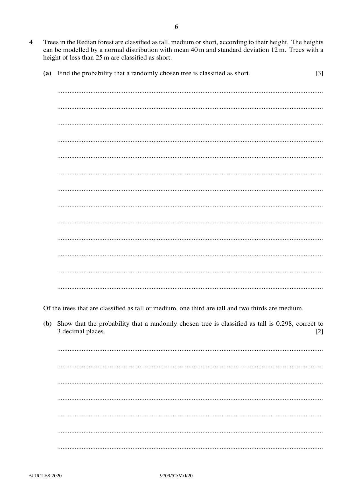 Cambridge A Level Mathematics 9709 2020 May/June Paper 5 · Variant 2 question paper, page 6 of 16