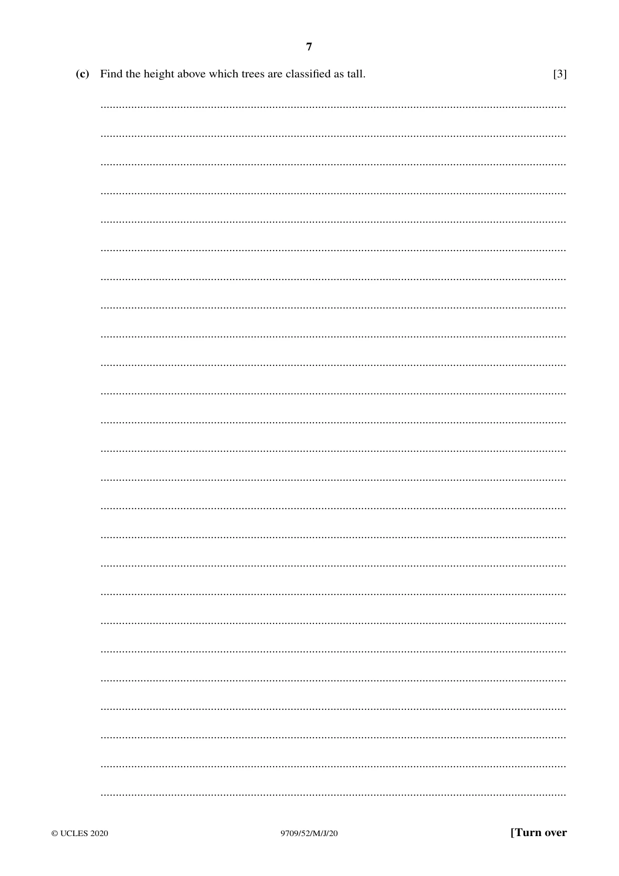 Cambridge A Level Mathematics 9709 2020 May/June Paper 5 · Variant 2 question paper, page 7 of 16