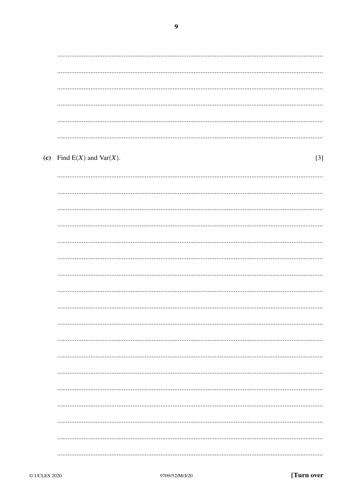 Cambridge A Level Mathematics 9709 2020 May/June Paper 5 · Variant 2 question paper, page 9 of 16