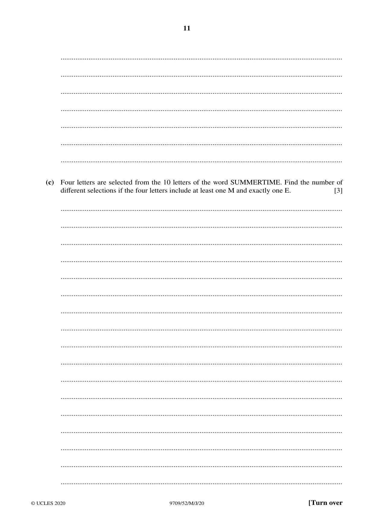 Cambridge A Level Mathematics 9709 2020 May/June Paper 5 · Variant 2 question paper, page 11 of 16