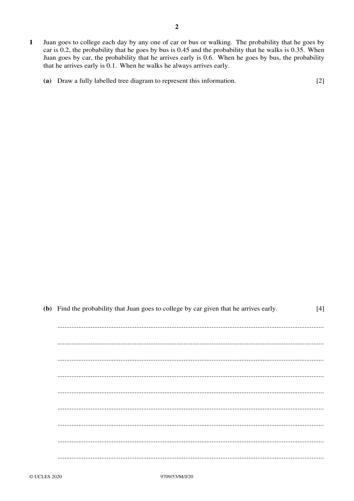 Cambridge A Level Mathematics 9709 2020 May/June Paper 5 · Variant 3 question paper, page 2 of 12