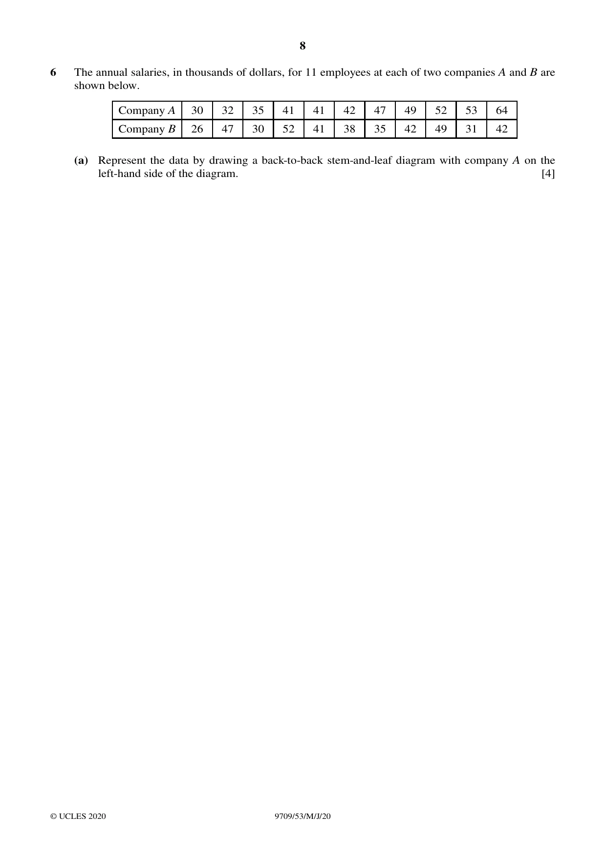 Cambridge A Level Mathematics 9709 2020 May/June Paper 5 · Variant 3 question paper, page 8 of 12