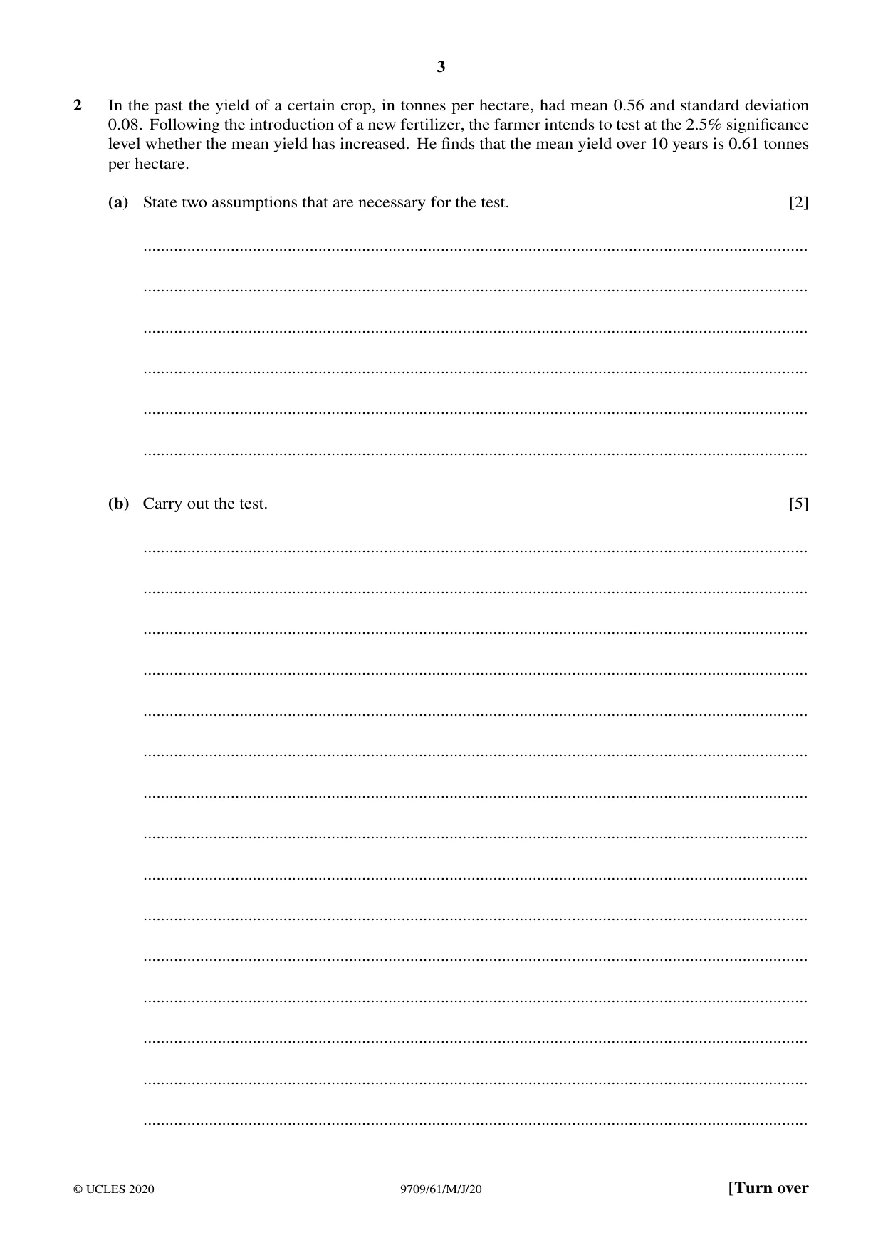Cambridge A Level Mathematics 9709 2020 May/June Paper 6 · Variant 1 question paper, page 3 of 12