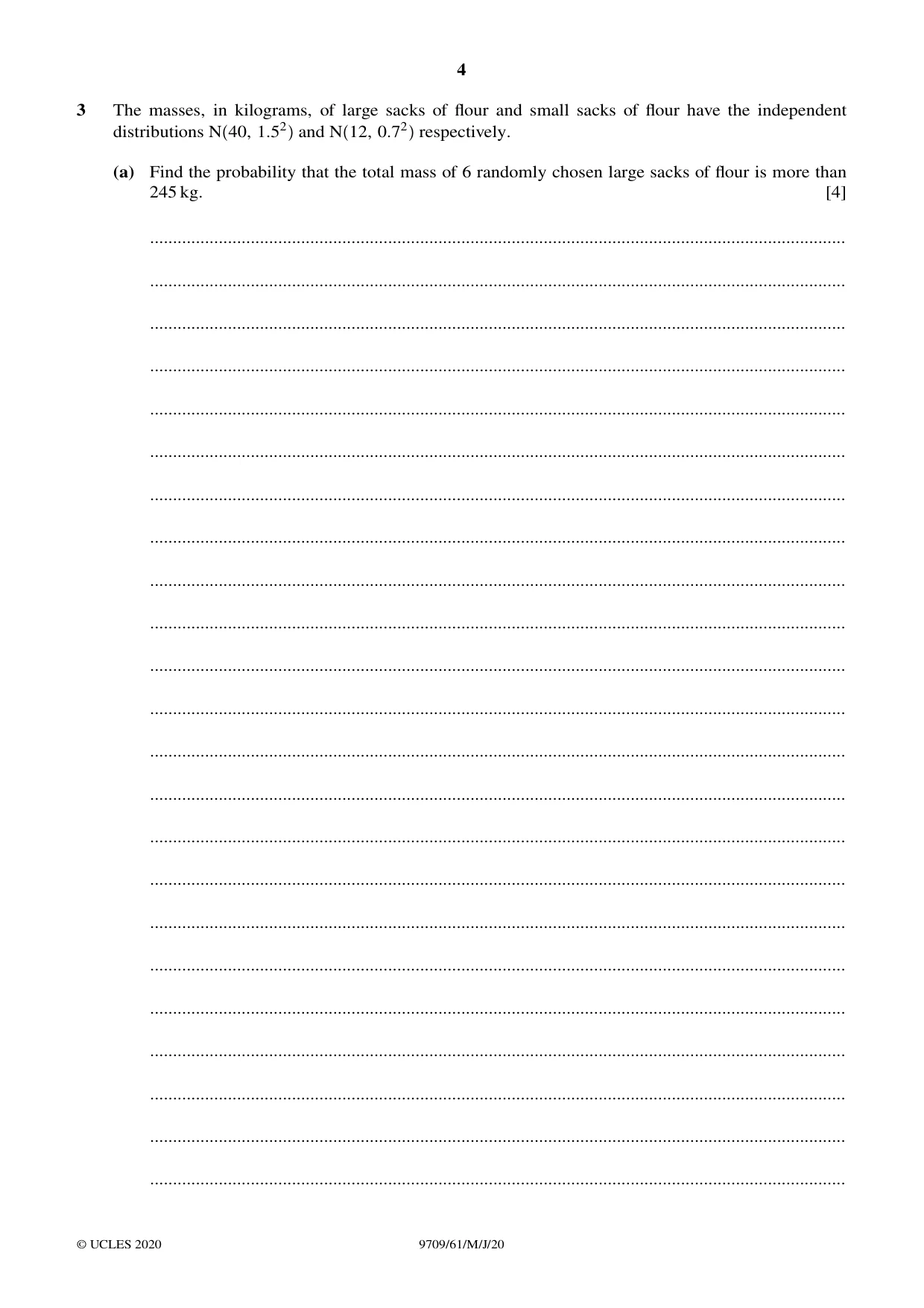 Cambridge A Level Mathematics 9709 2020 May/June Paper 6 · Variant 1 question paper, page 4 of 12