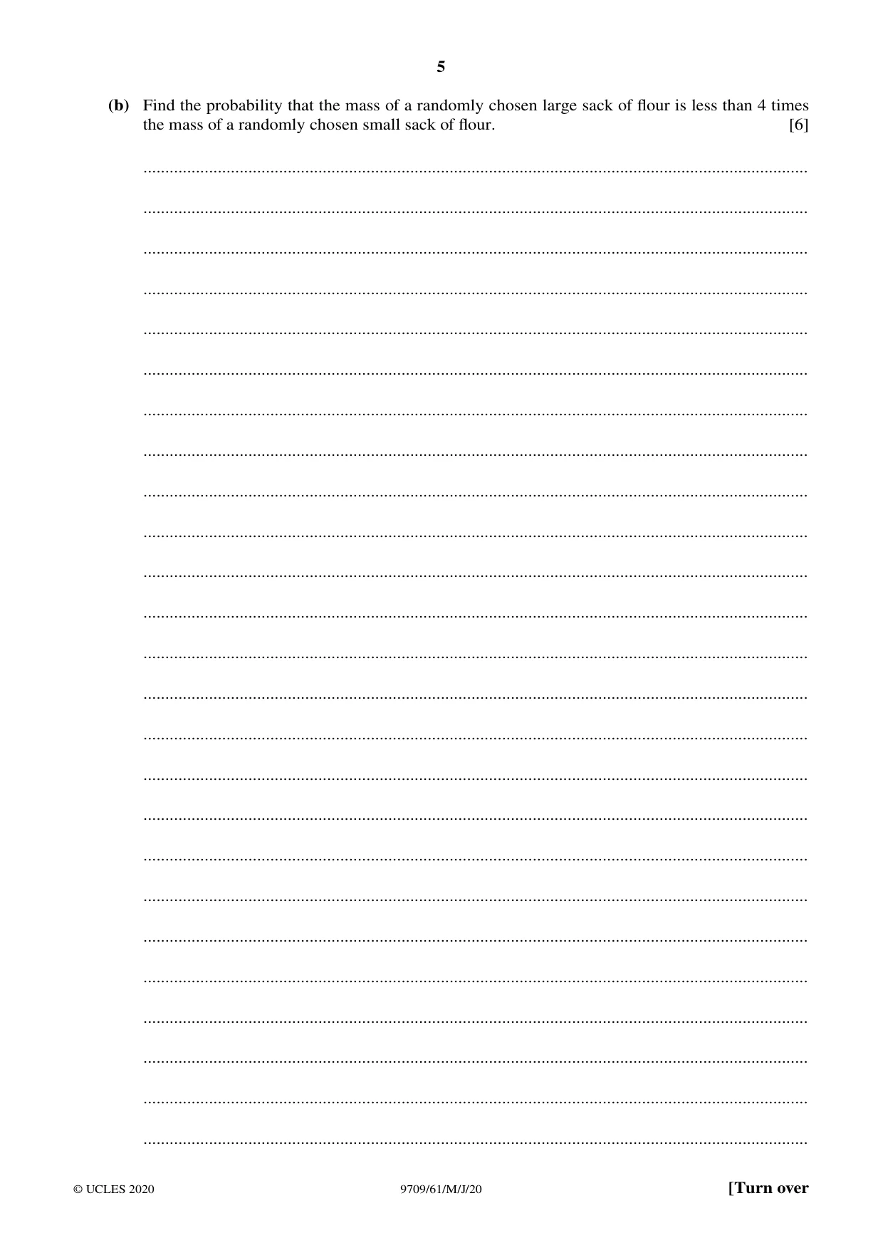 Cambridge A Level Mathematics 9709 2020 May/June Paper 6 · Variant 1 question paper, page 5 of 12
