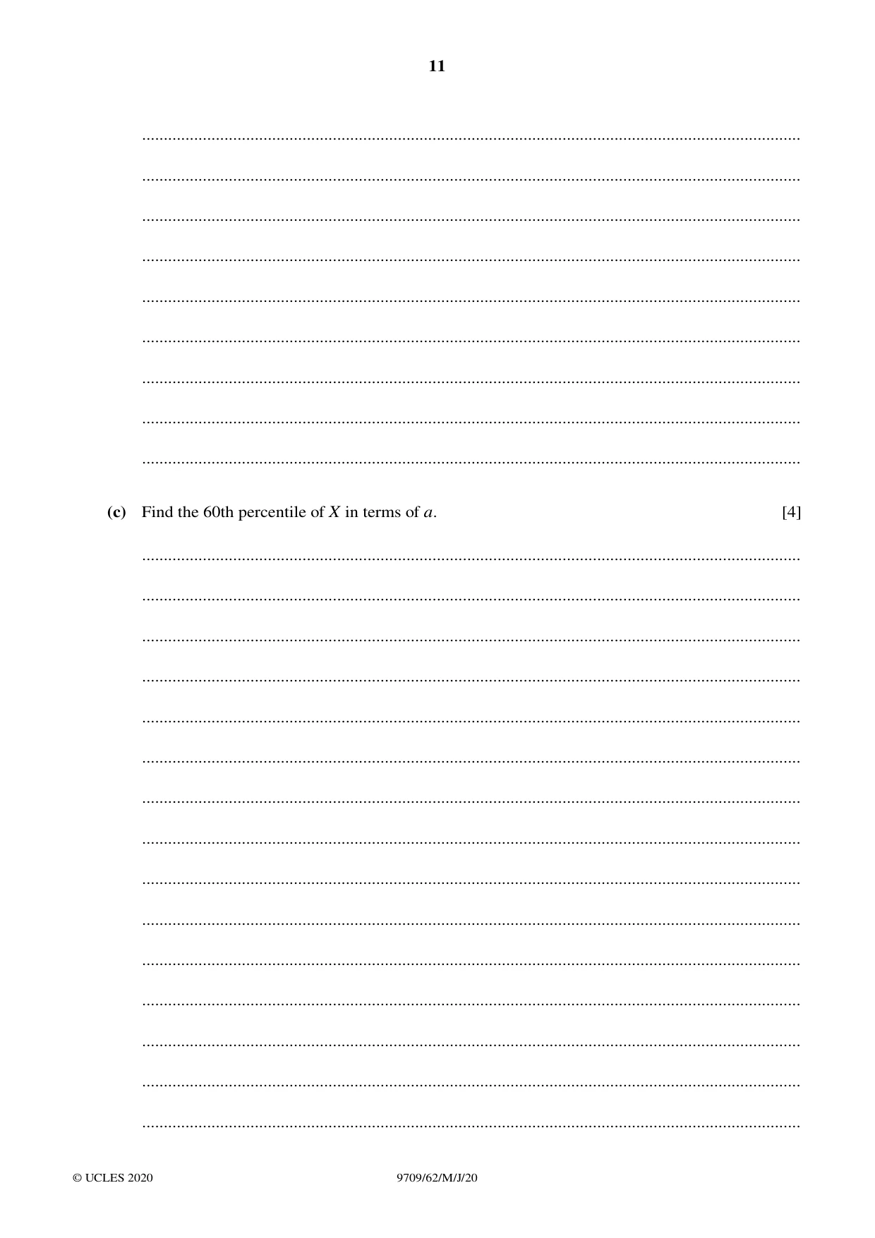 Cambridge A Level Mathematics 9709 2020 May/June Paper 6 · Variant 2 question paper, page 11 of 12