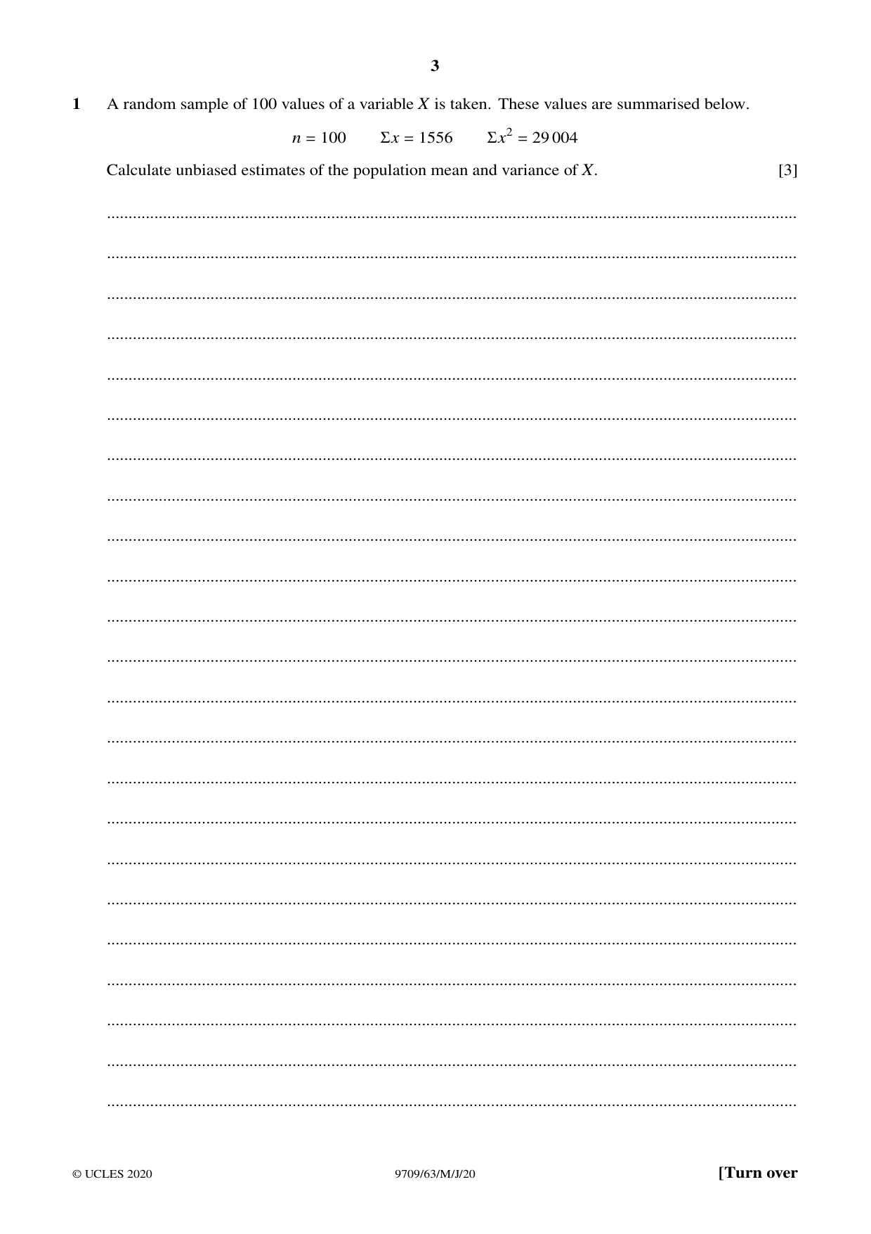 Cambridge A Level Mathematics 9709 2020 May/June Paper 6 · Variant 3 question paper, page 3 of 16