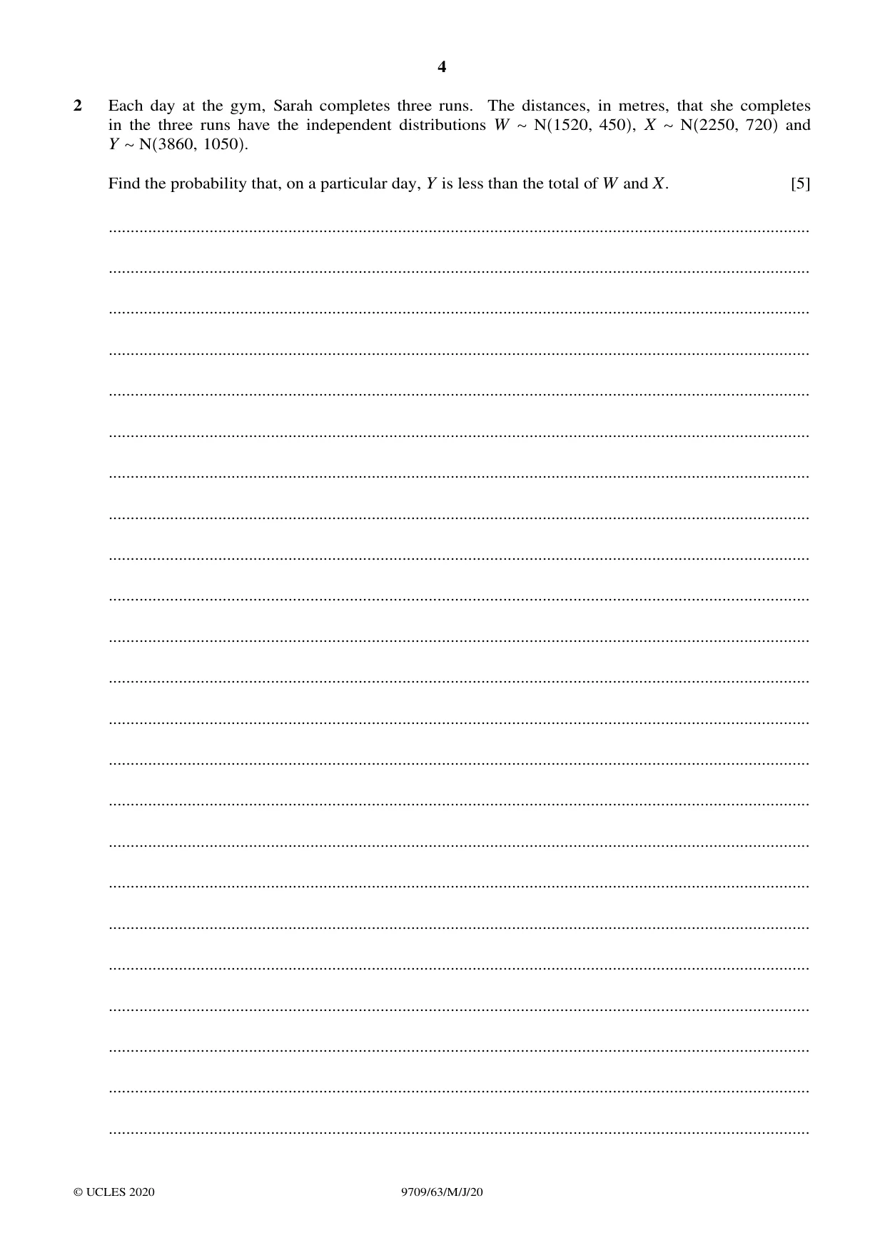 Cambridge A Level Mathematics 9709 2020 May/June Paper 6 · Variant 3 question paper, page 4 of 16