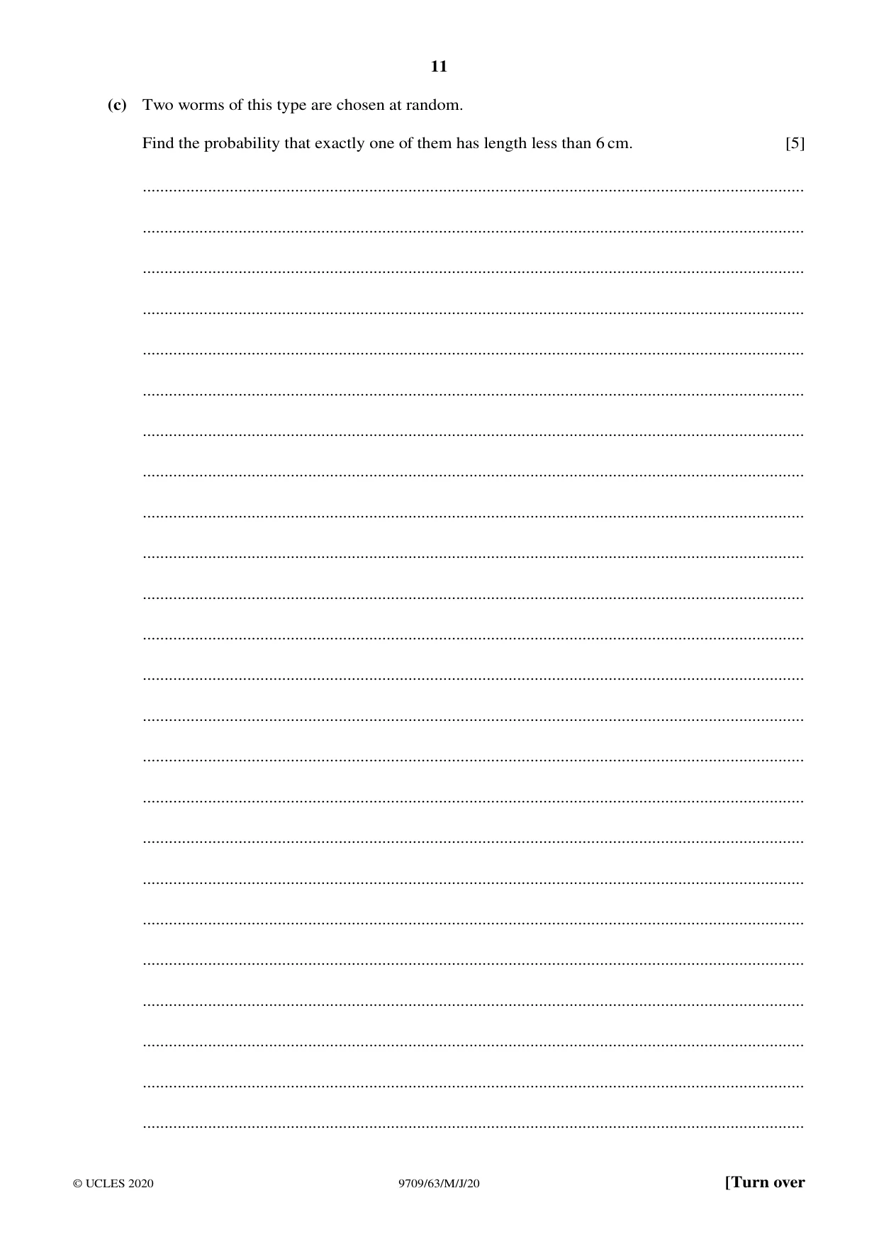 Cambridge A Level Mathematics 9709 2020 May/June Paper 6 · Variant 3 question paper, page 11 of 16