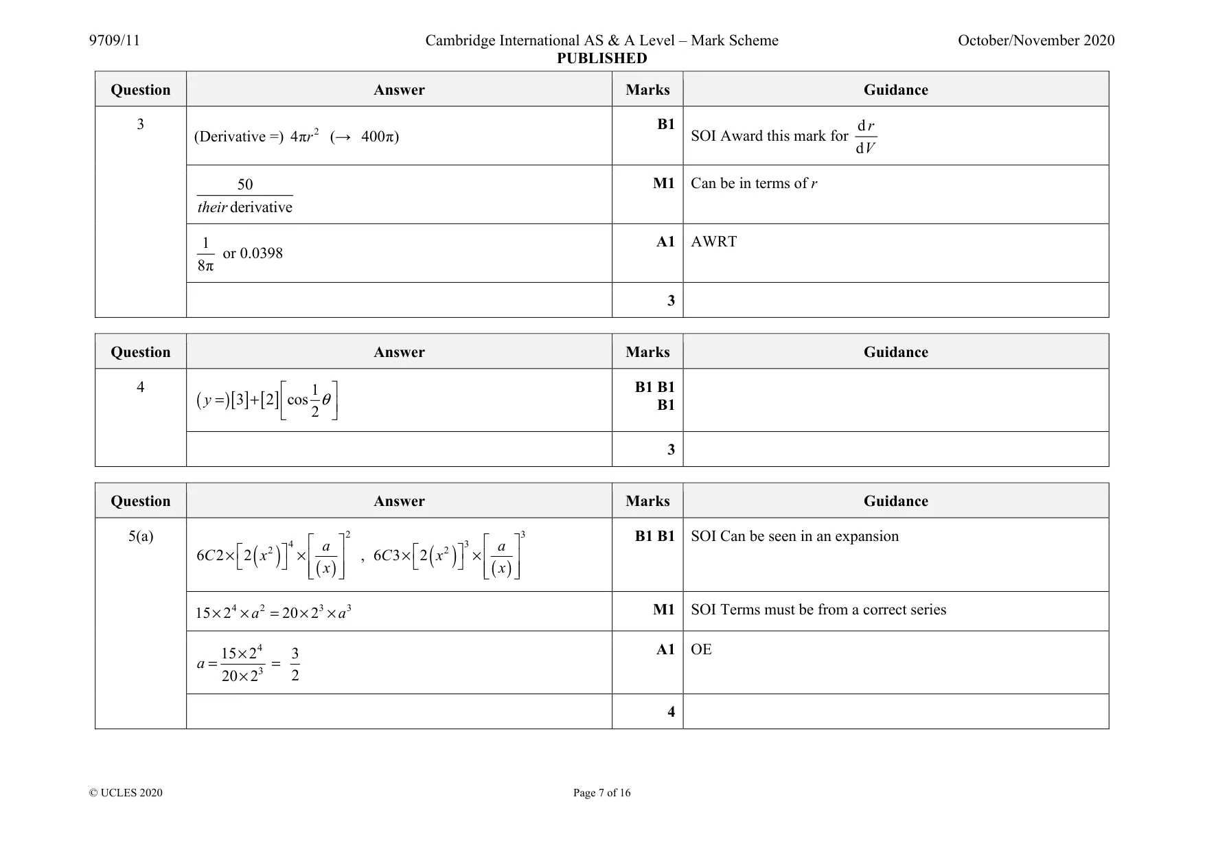 Mark scheme, page 7 of 16