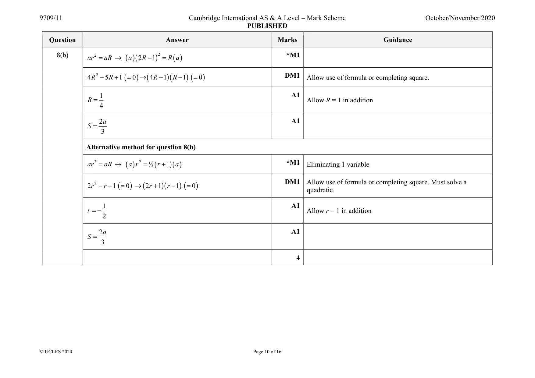 Mark scheme, page 10 of 16